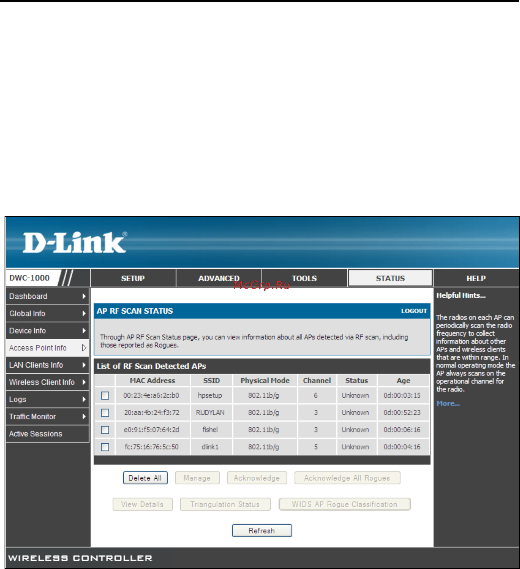 D-Link DWC-1000 [159/246] Ap rf scan status