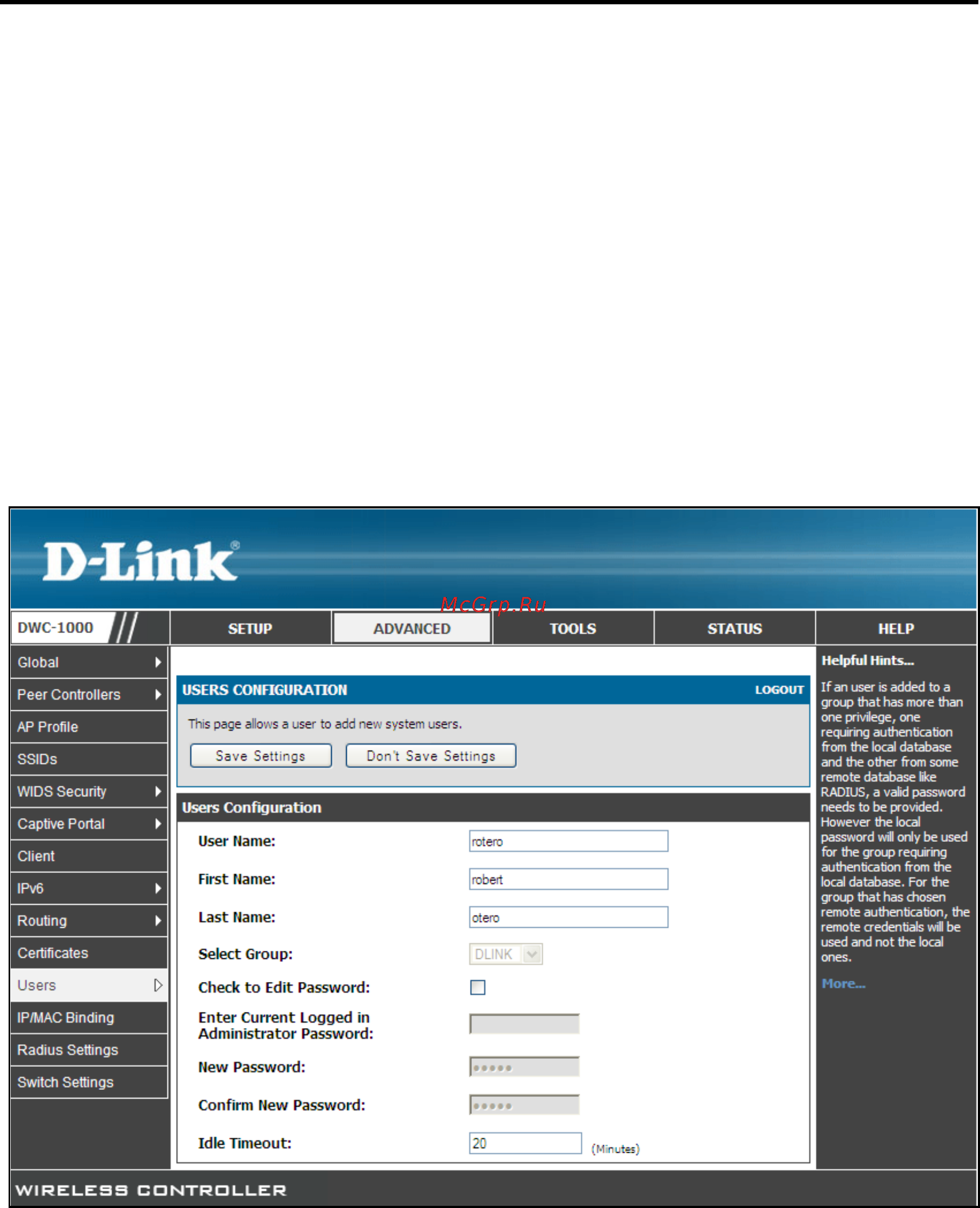 D-Link DWC-1000 [202/246] Editing users