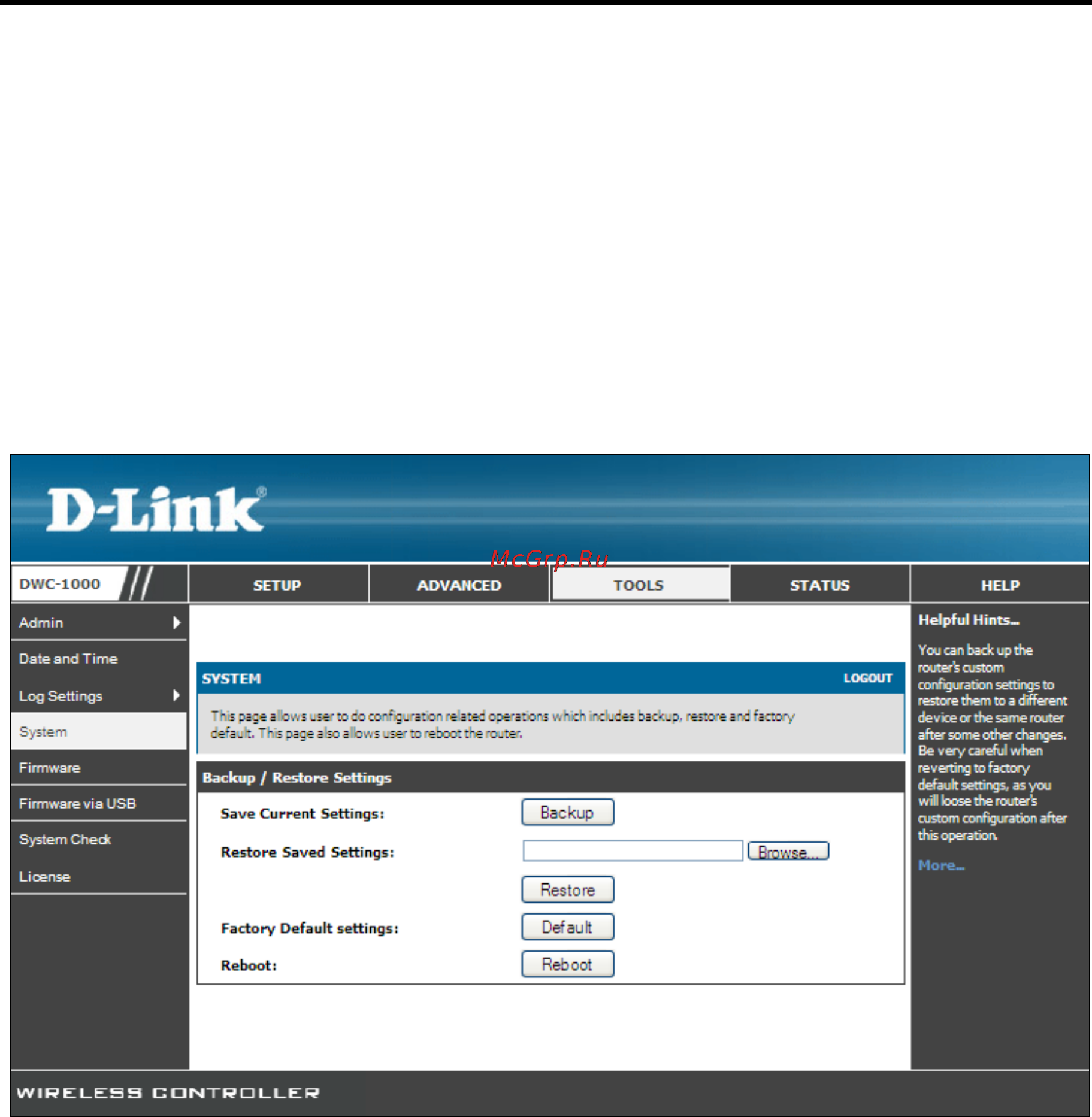 D-Link DWC-1000 [207/246] Rebooting the wireless controller