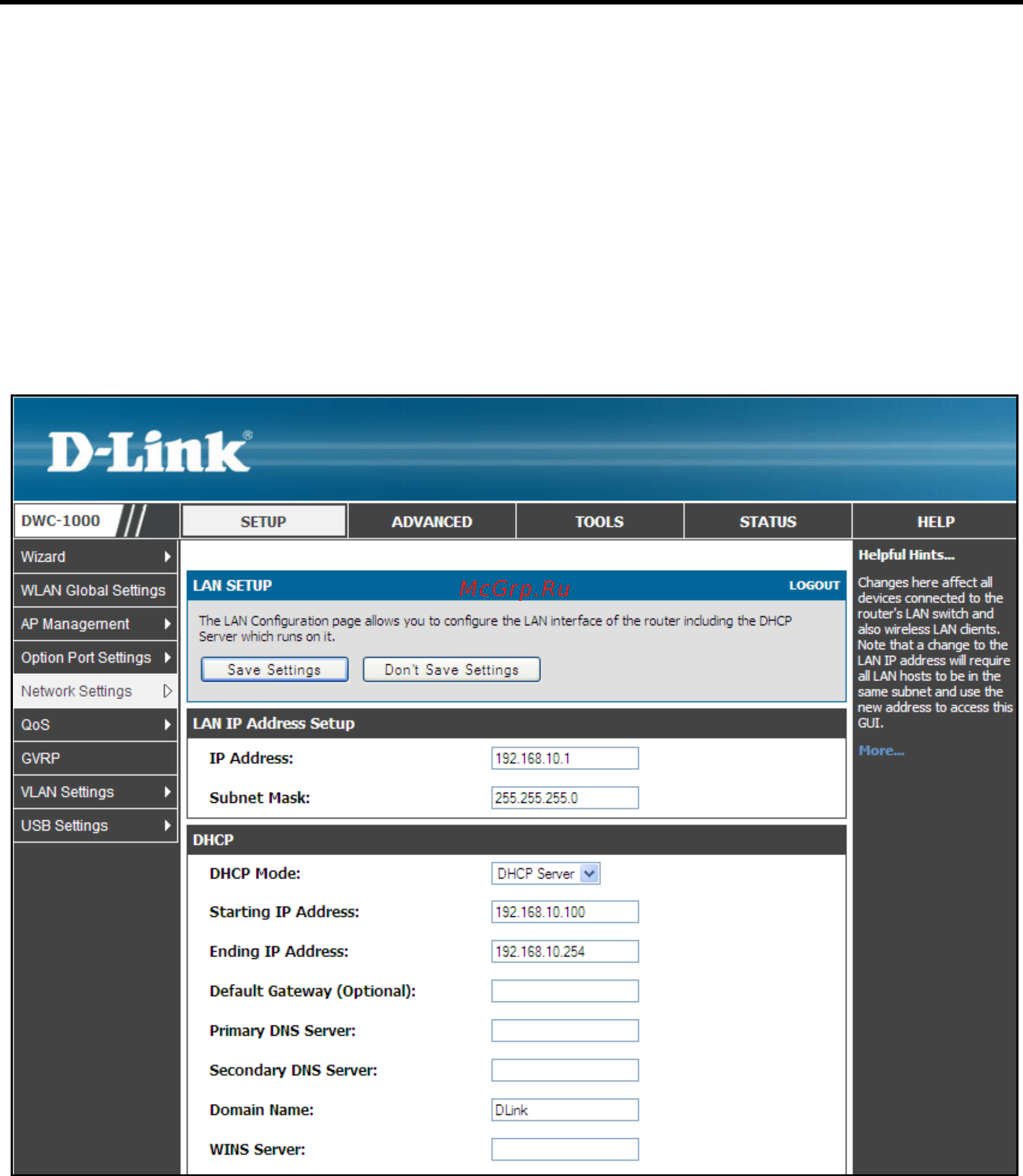 D-Link DWC-1000 [33/246] Basic configuration step 1 enable dhcp server optional
