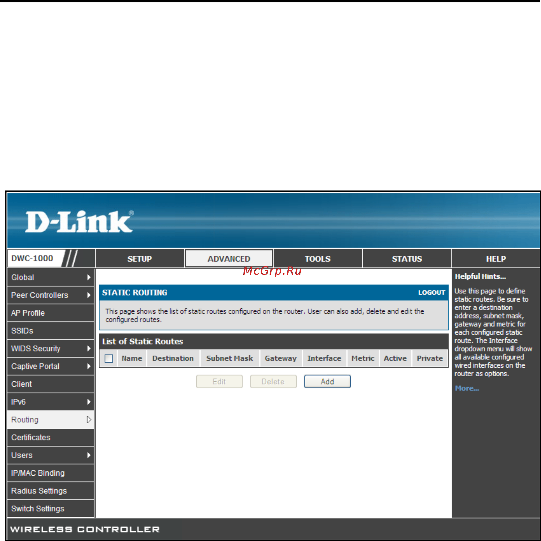 D-Link DWC-1000 [74/246] Editing static routes