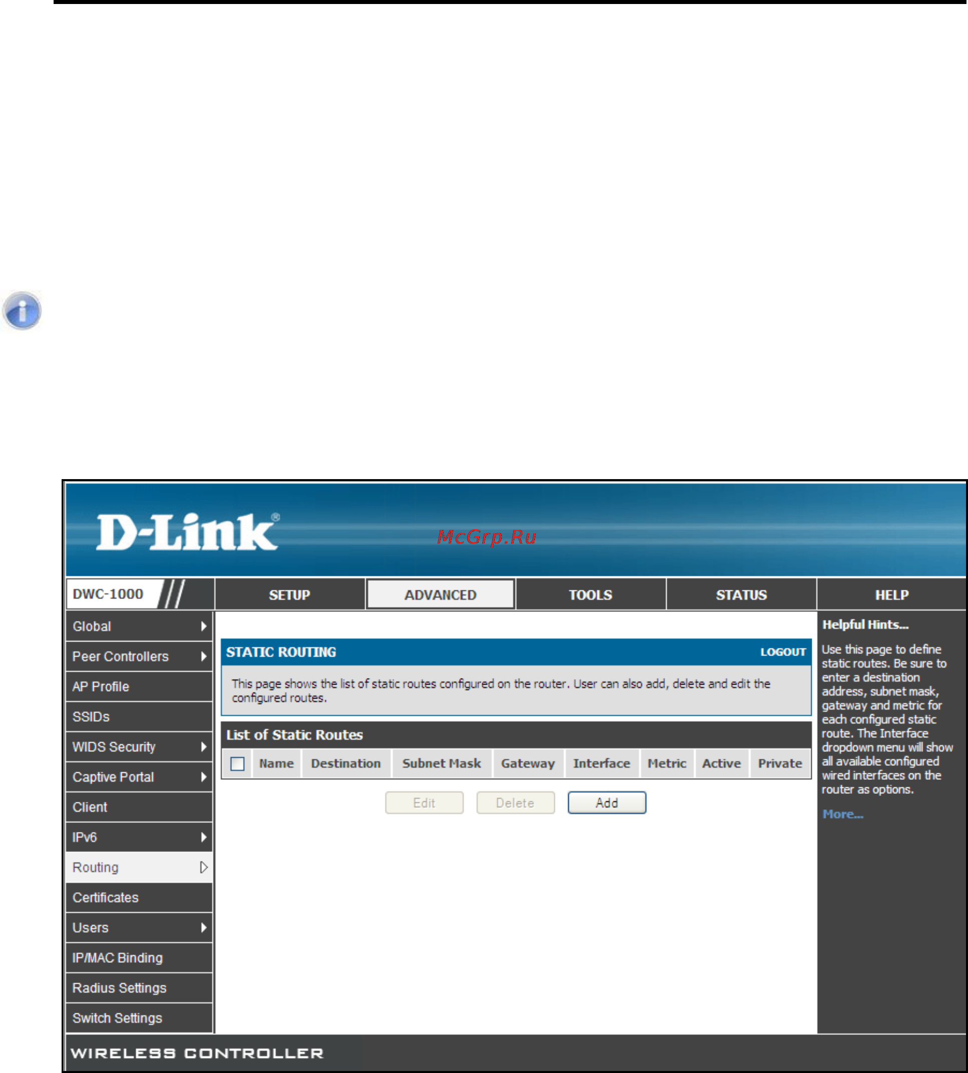 D-Link DWC-1000 [75/246] Deleting static routes
