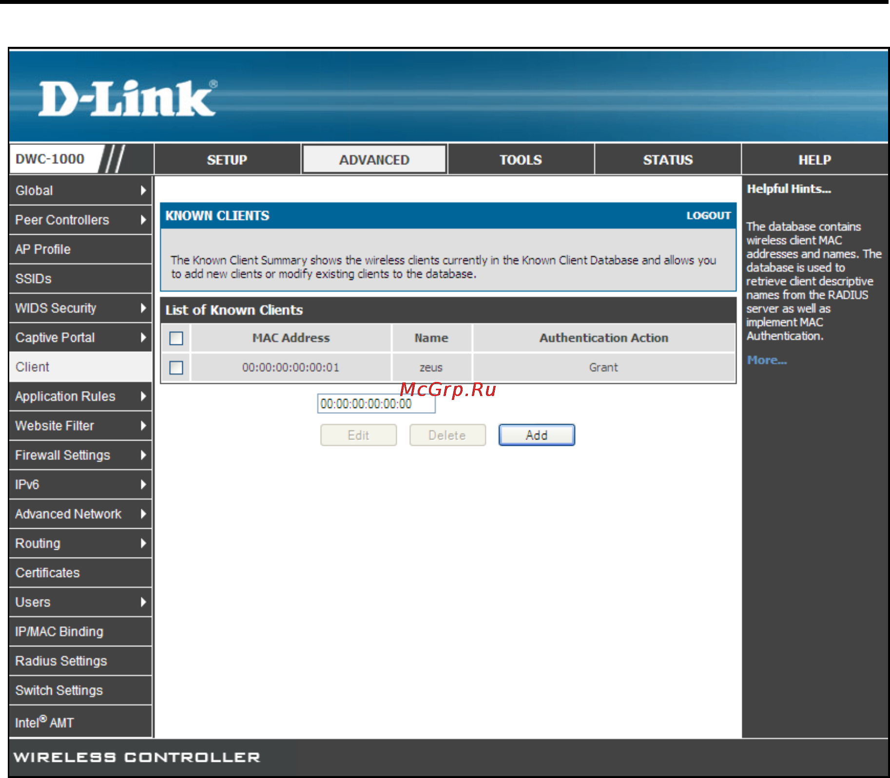D-Link DWC-1000 Руководство пользователя для ревизии A1 _версии ПО 4.3.0.x _ 4.4.0.x_ онлайн [84/246] 172917
