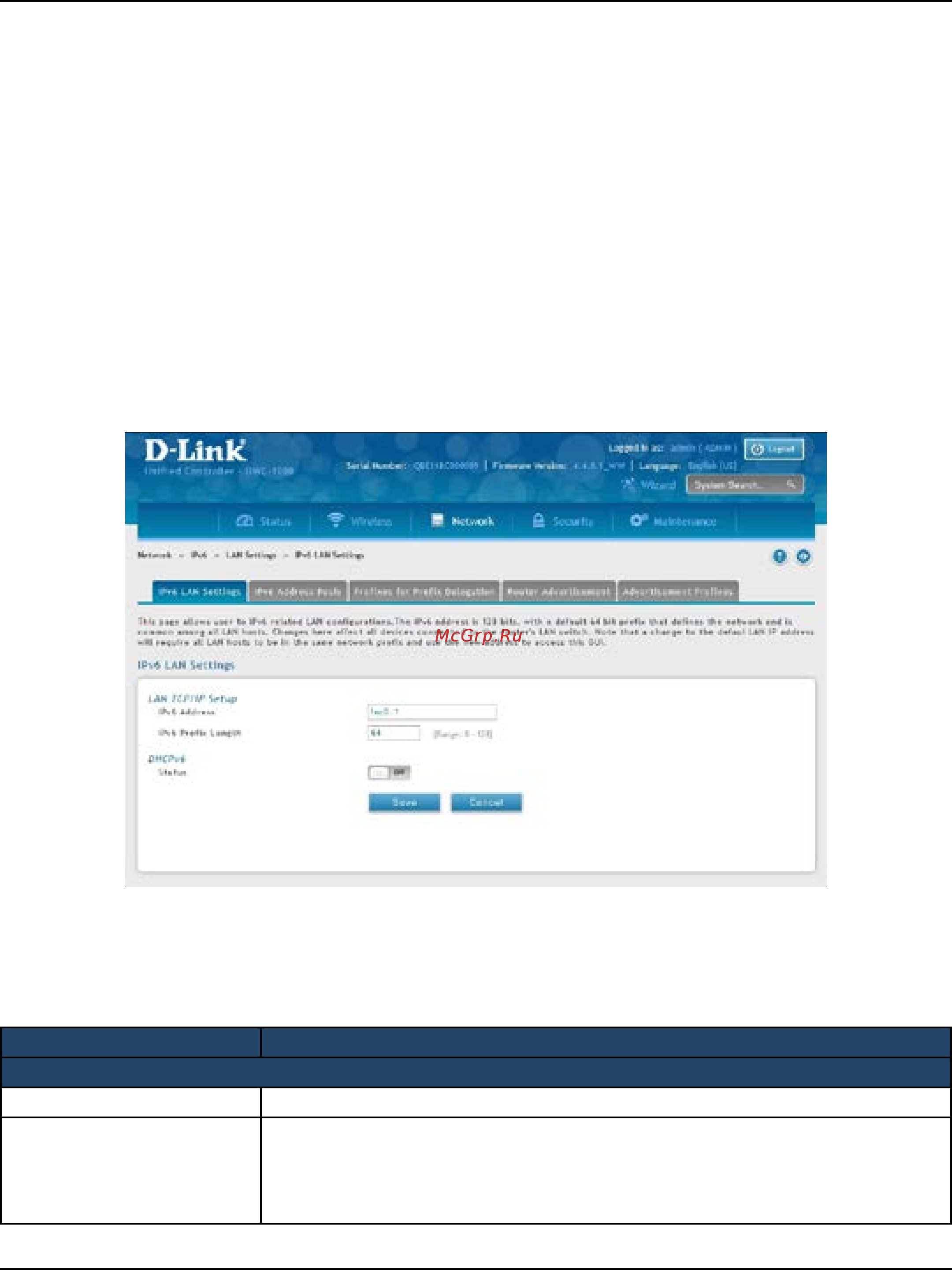 D-Link DWC-1000 [121/368] Ipv6 lan settings