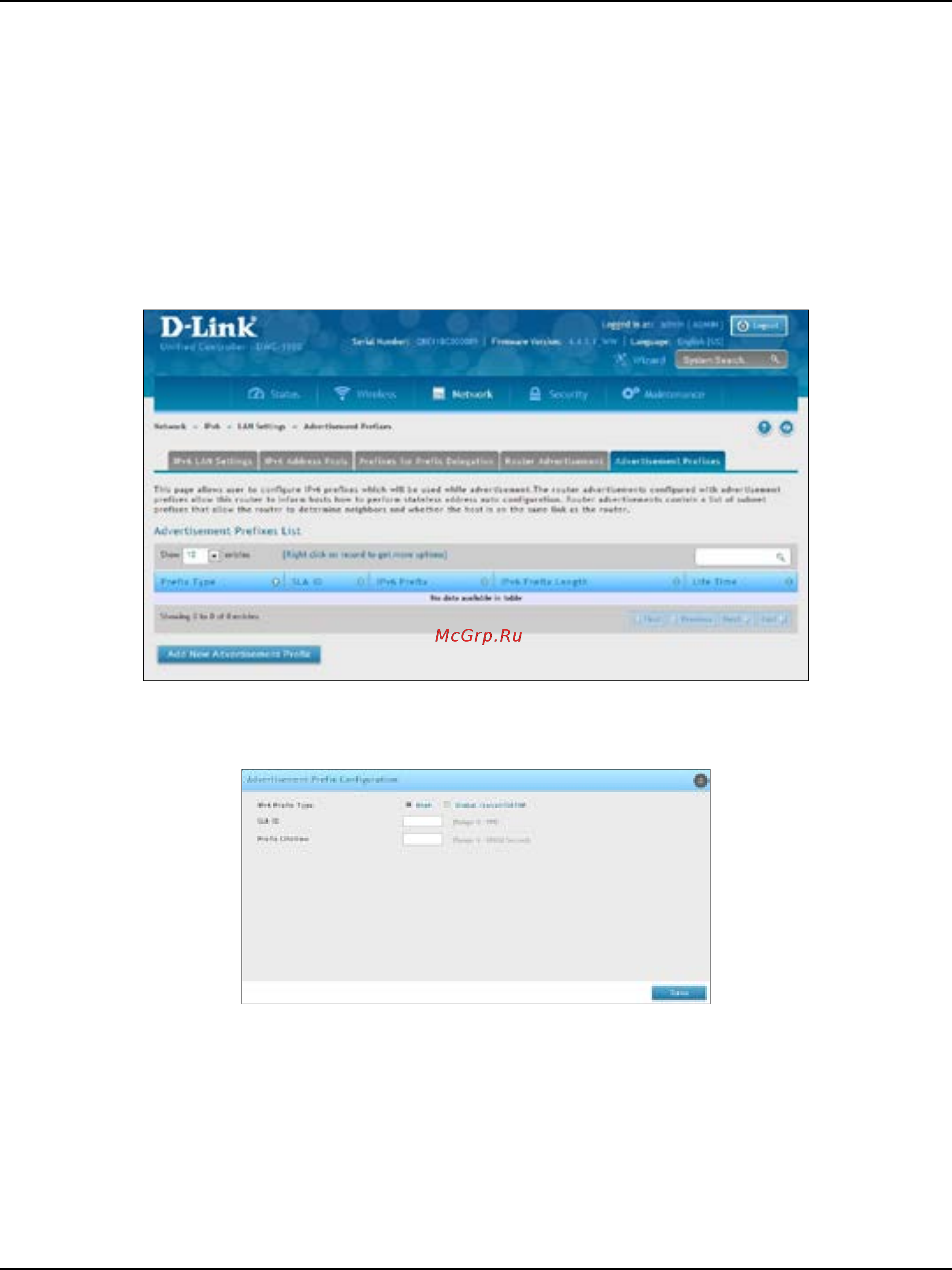 D-Link DWC-1000 [127/368] Ipv6 advertisement prefixes