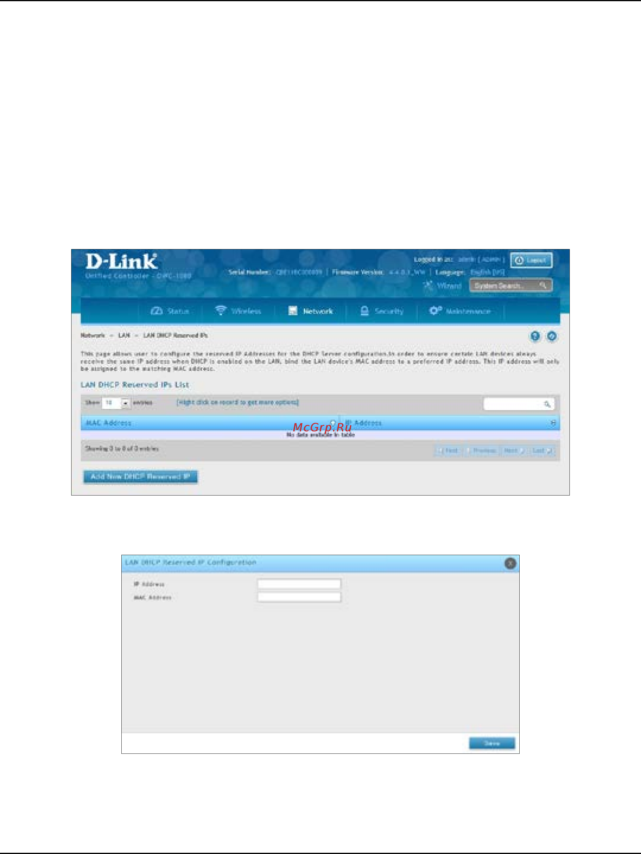 D-Link DWC-1000 [129/368] Lan dhcp reserved ips
