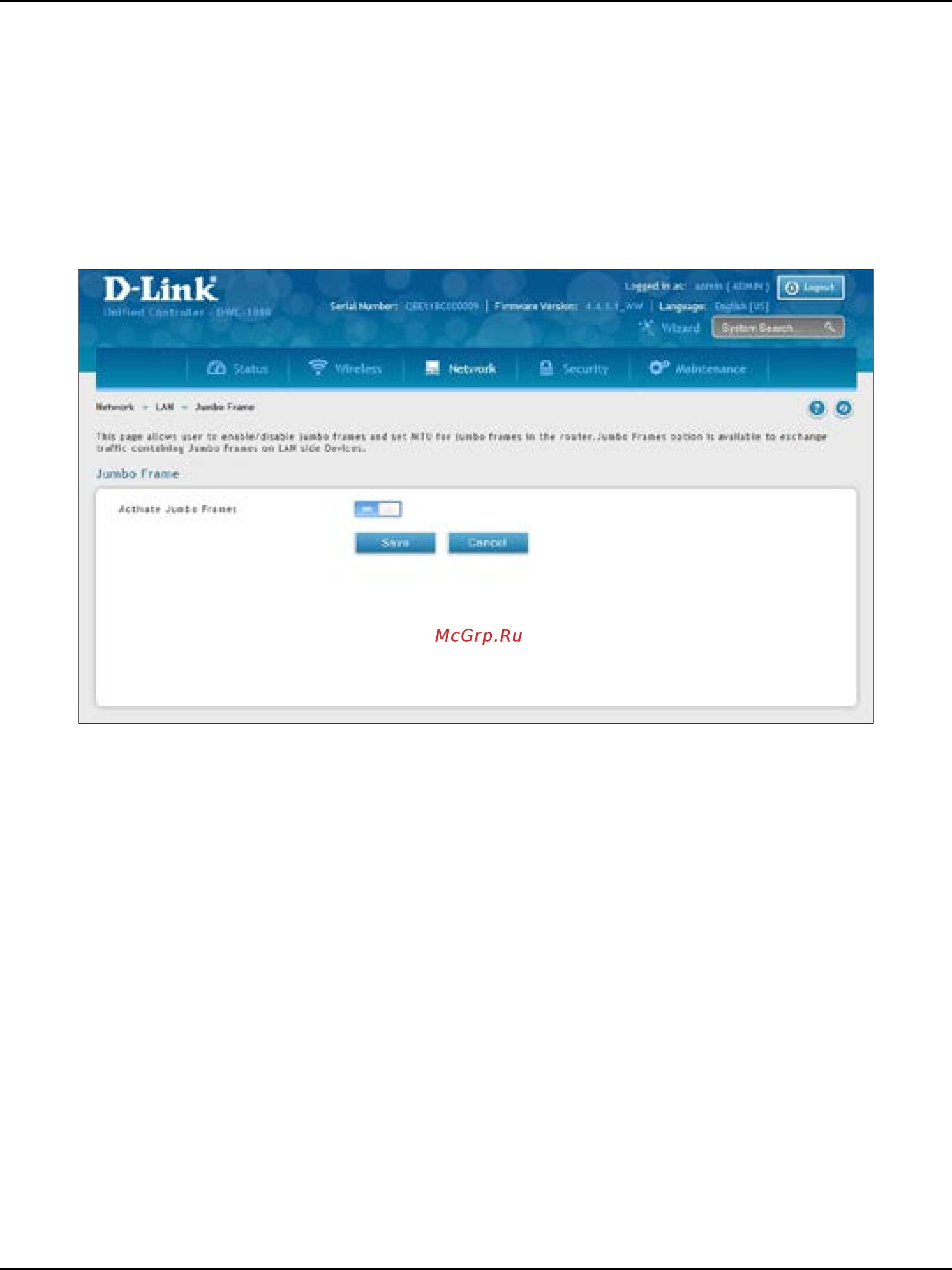 D-Link DWC-1000 [133/368] Configure jumbo frames