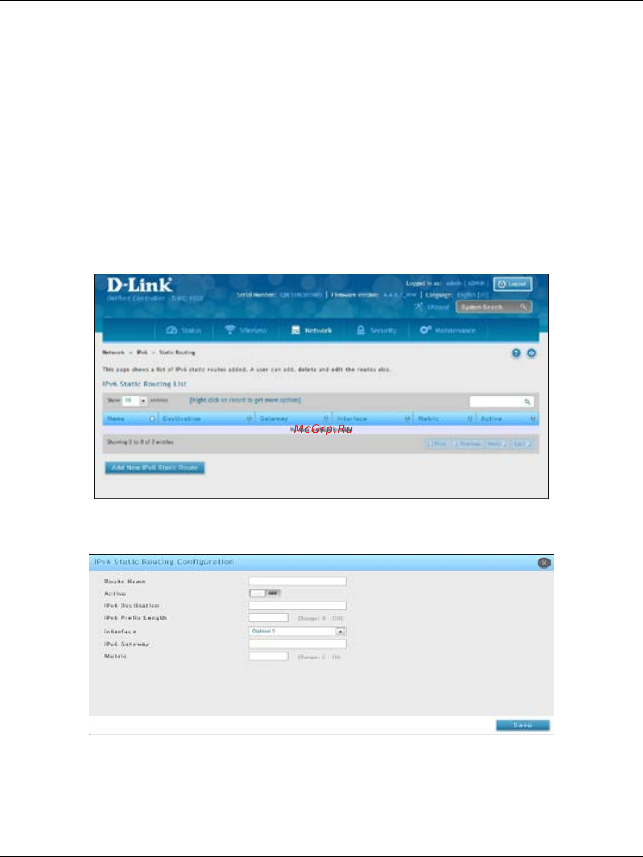 D-Link DWC-1000 [164/368] Configure ipv6 static routing