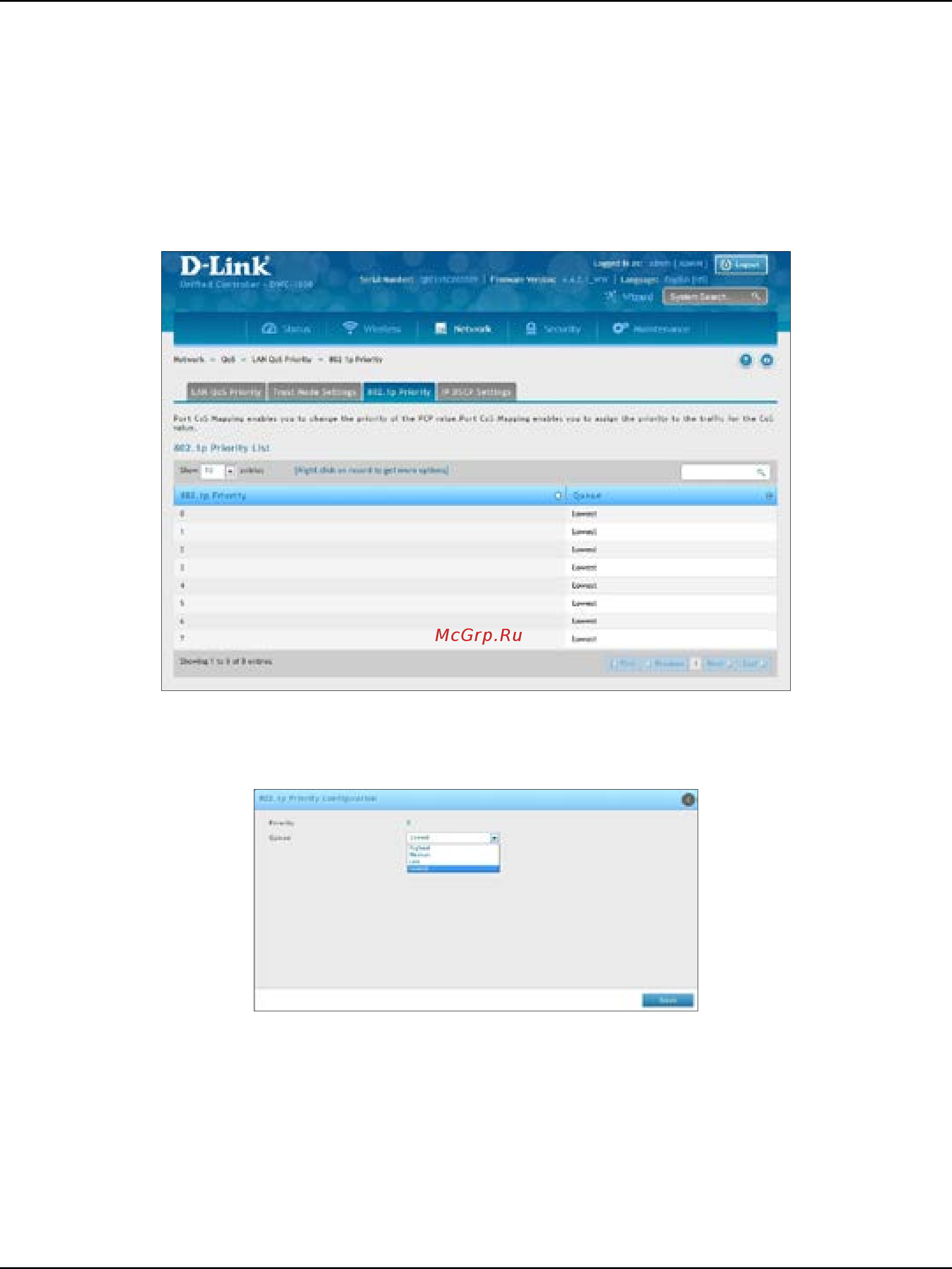 D-Link DWC-1000 [178/368] Configuring 802 p priority