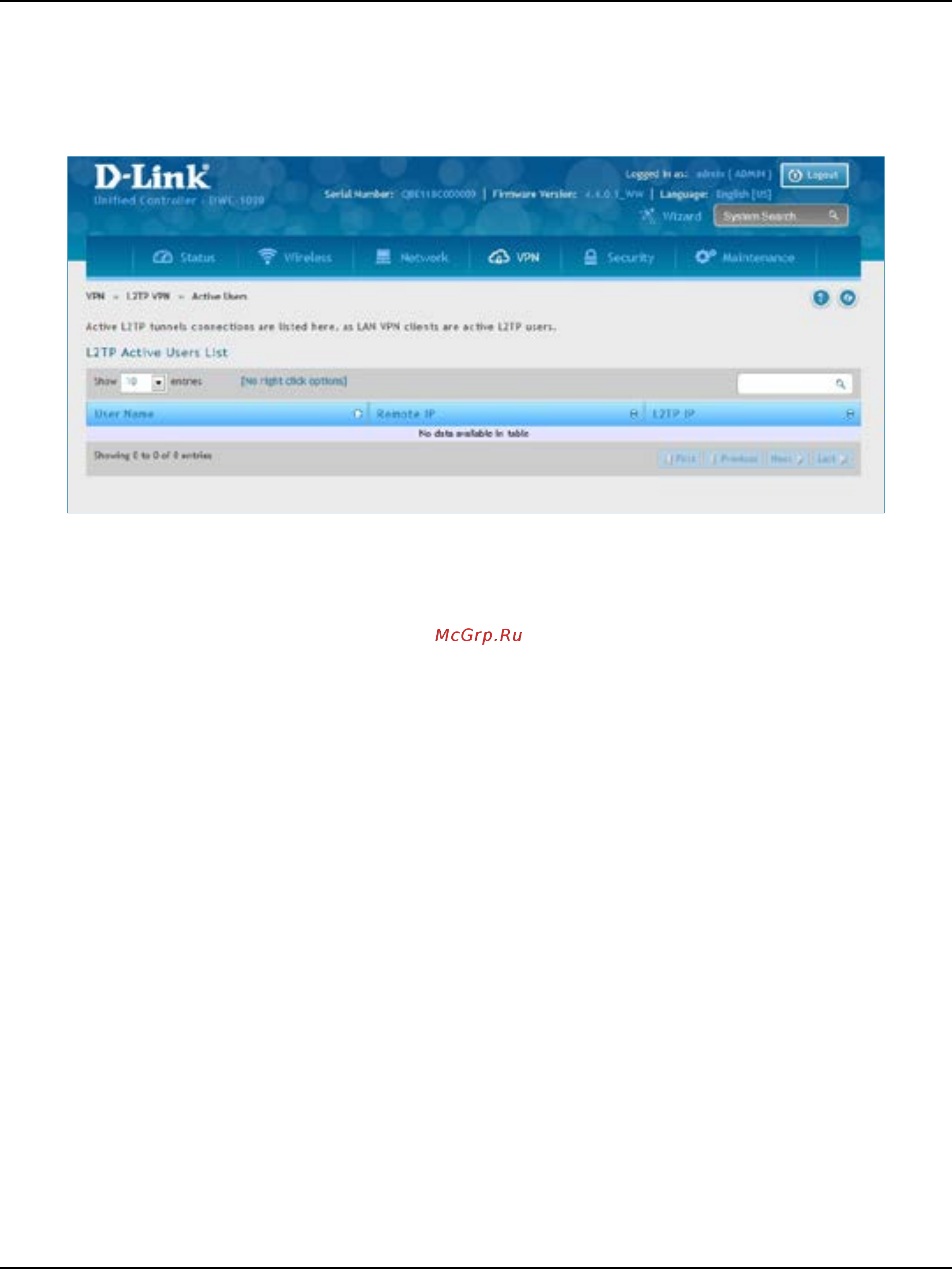 D-Link DWC-1000 [259/368] L2tp active users list