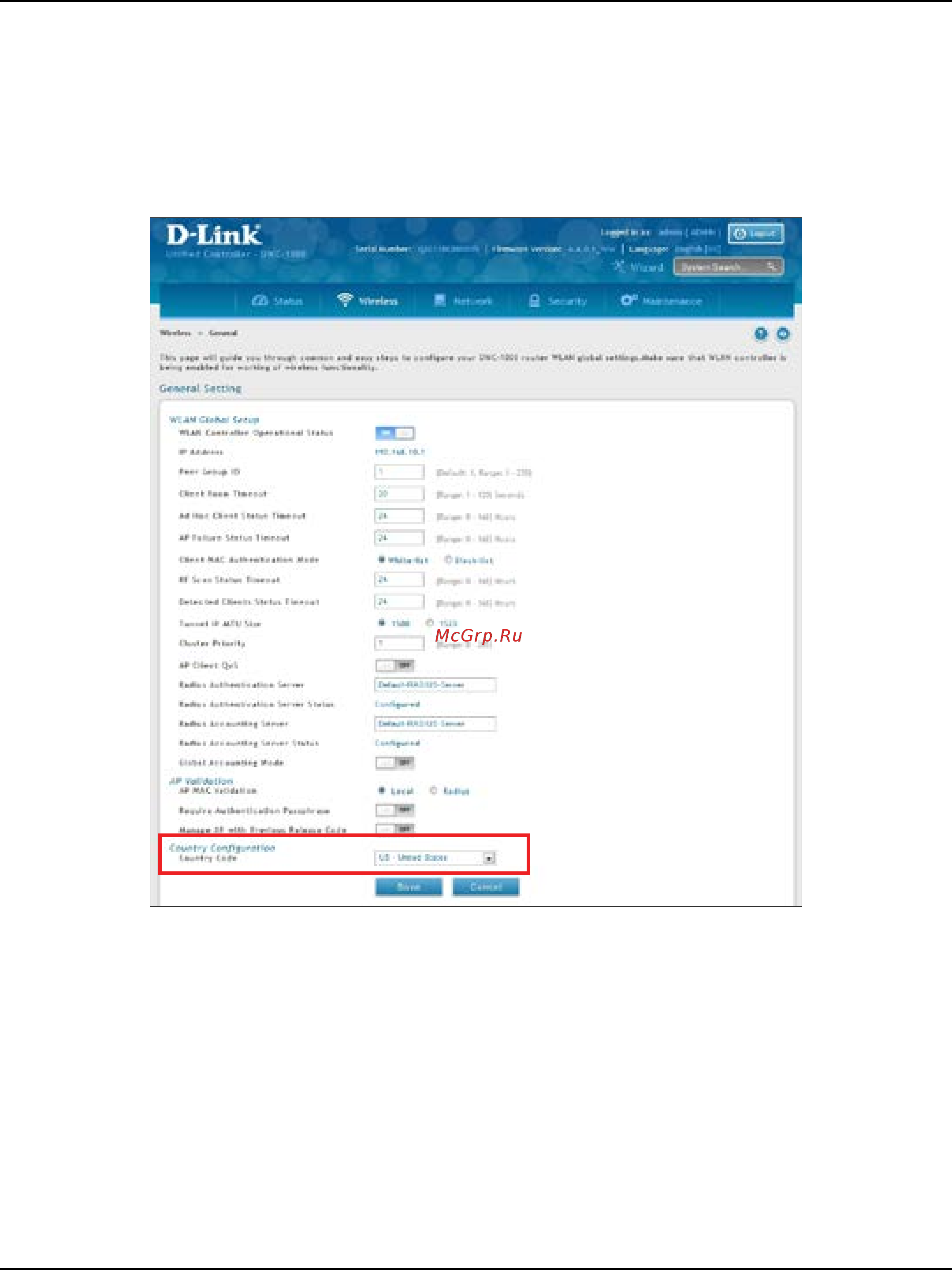 D-Link DWC-1000 [29/368] Step 2 configure country code