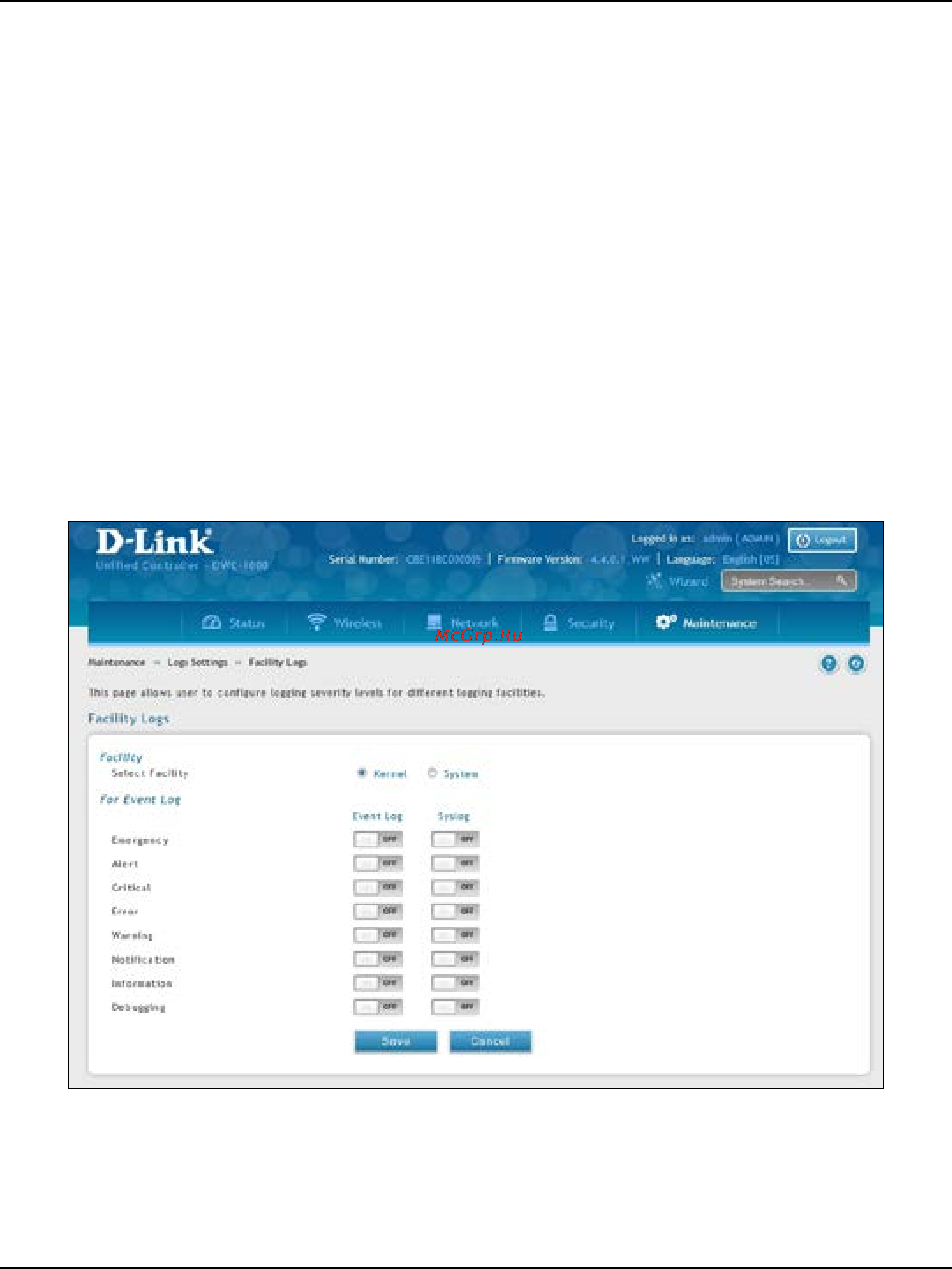 D-Link DWC-1000 [348/368] Log settings