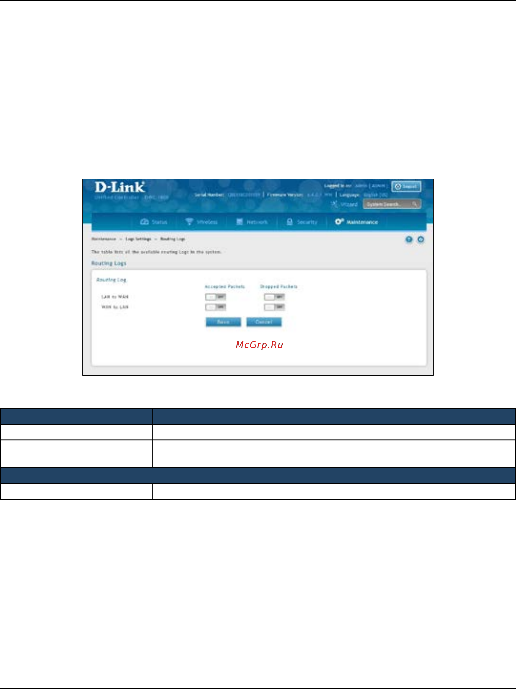 D-Link DWC-1000 [350/368] Tracking traffic routing logs