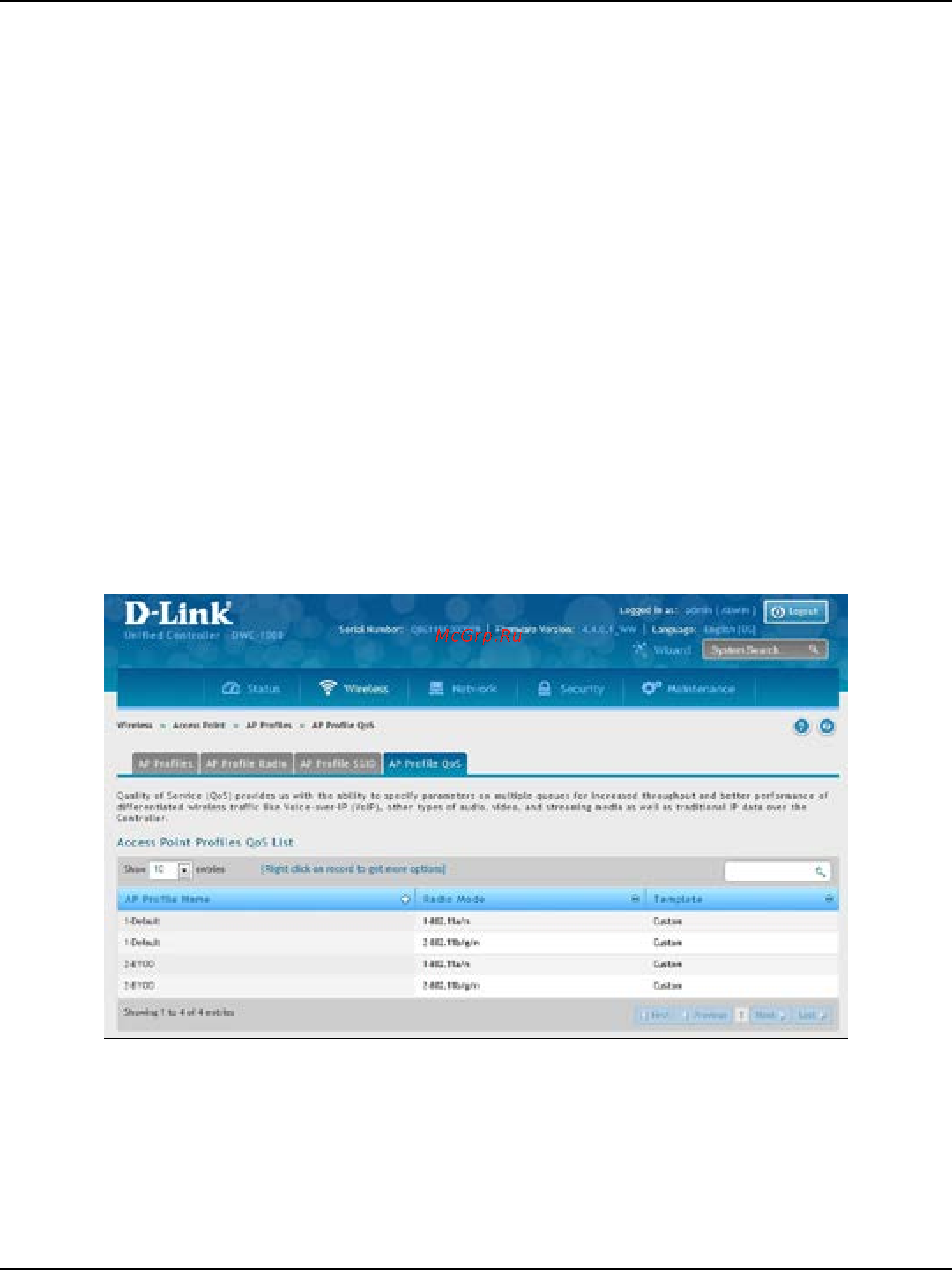 D-Link DWC-1000 [97/368] Configure ap profile qos
