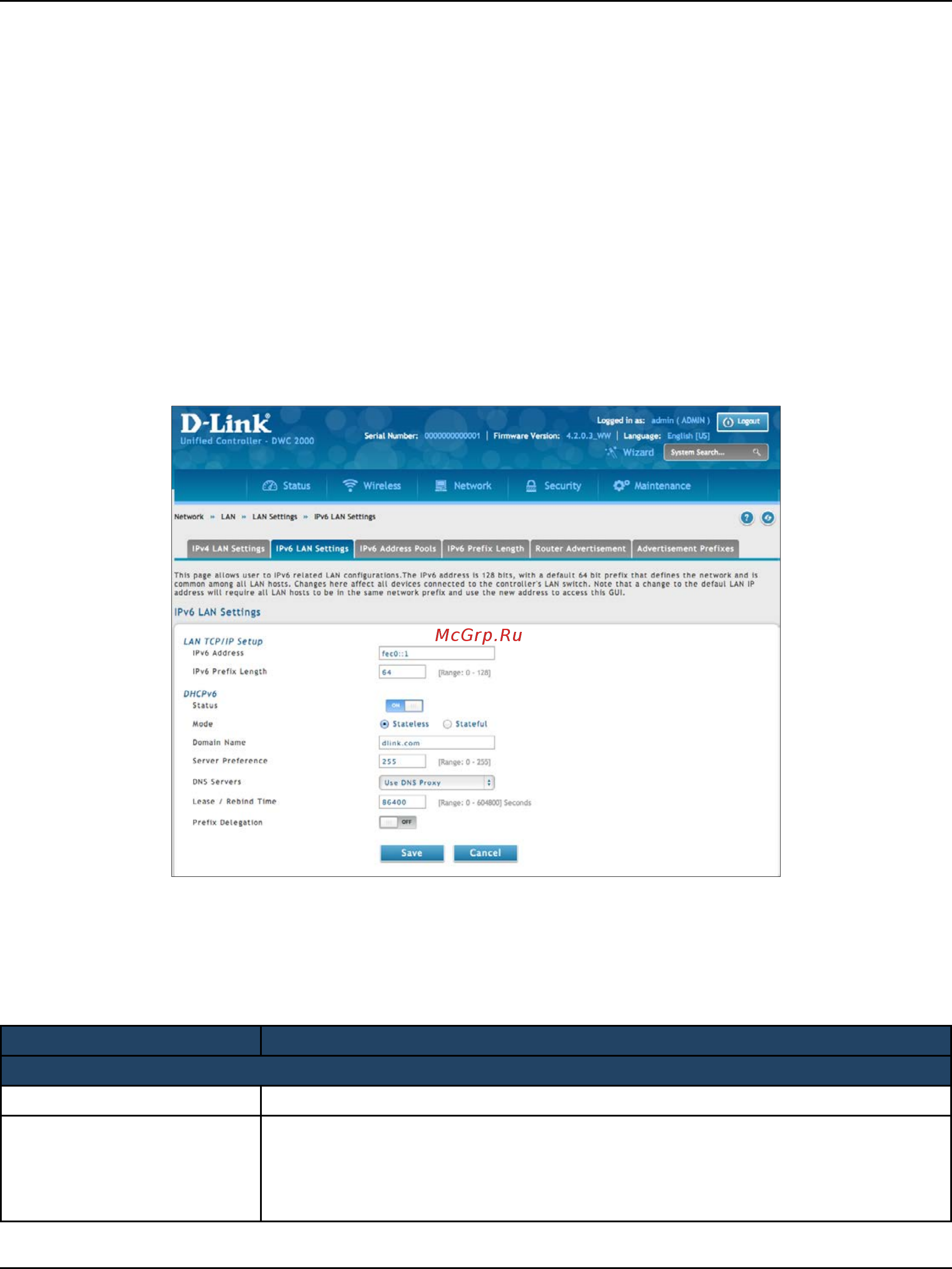 D-Link DWC-2000 [118/282] Ipv6 lan settings