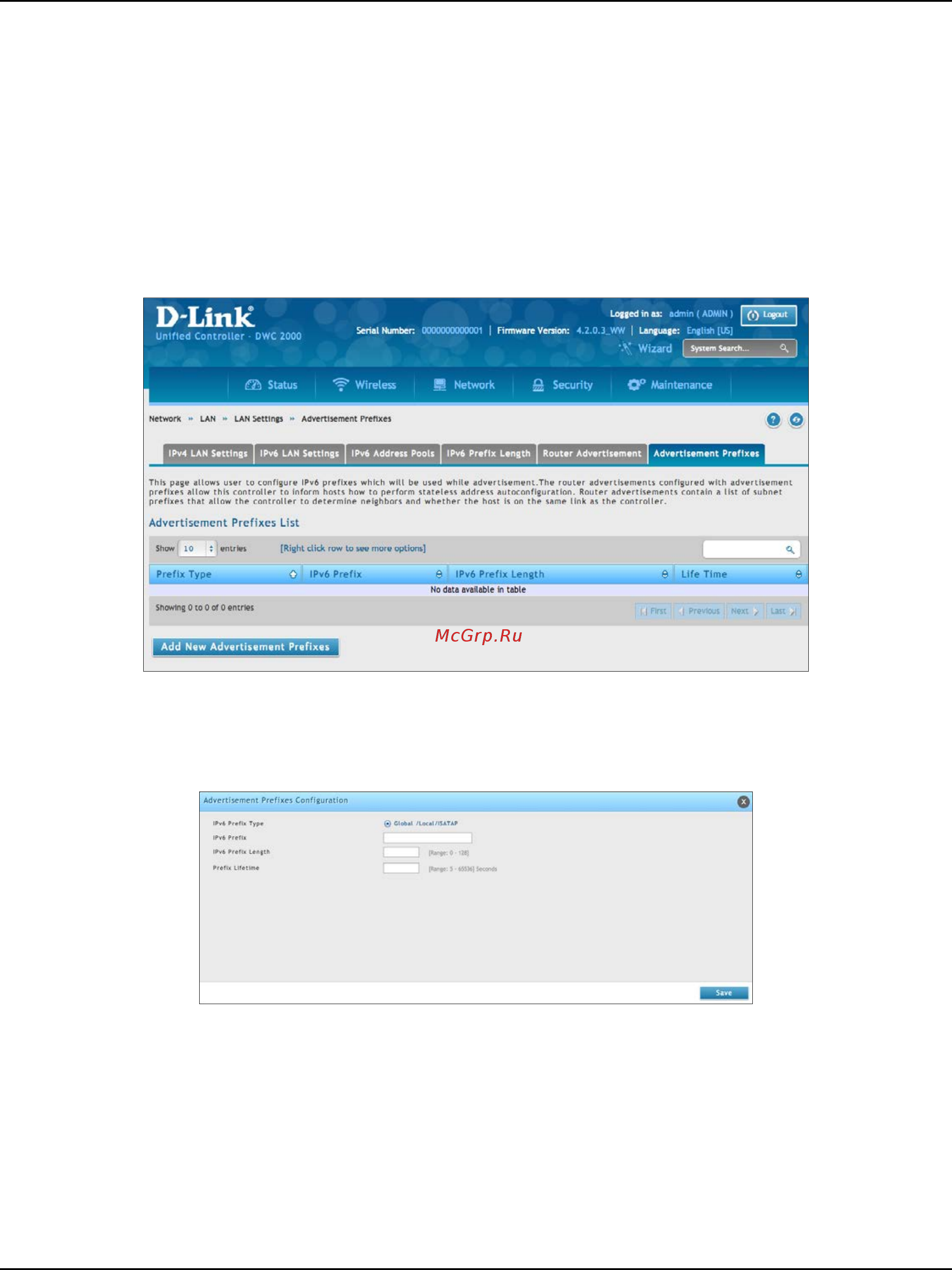 D-Link DWC-2000 [124/282] Ipv6 advertisement prefixes