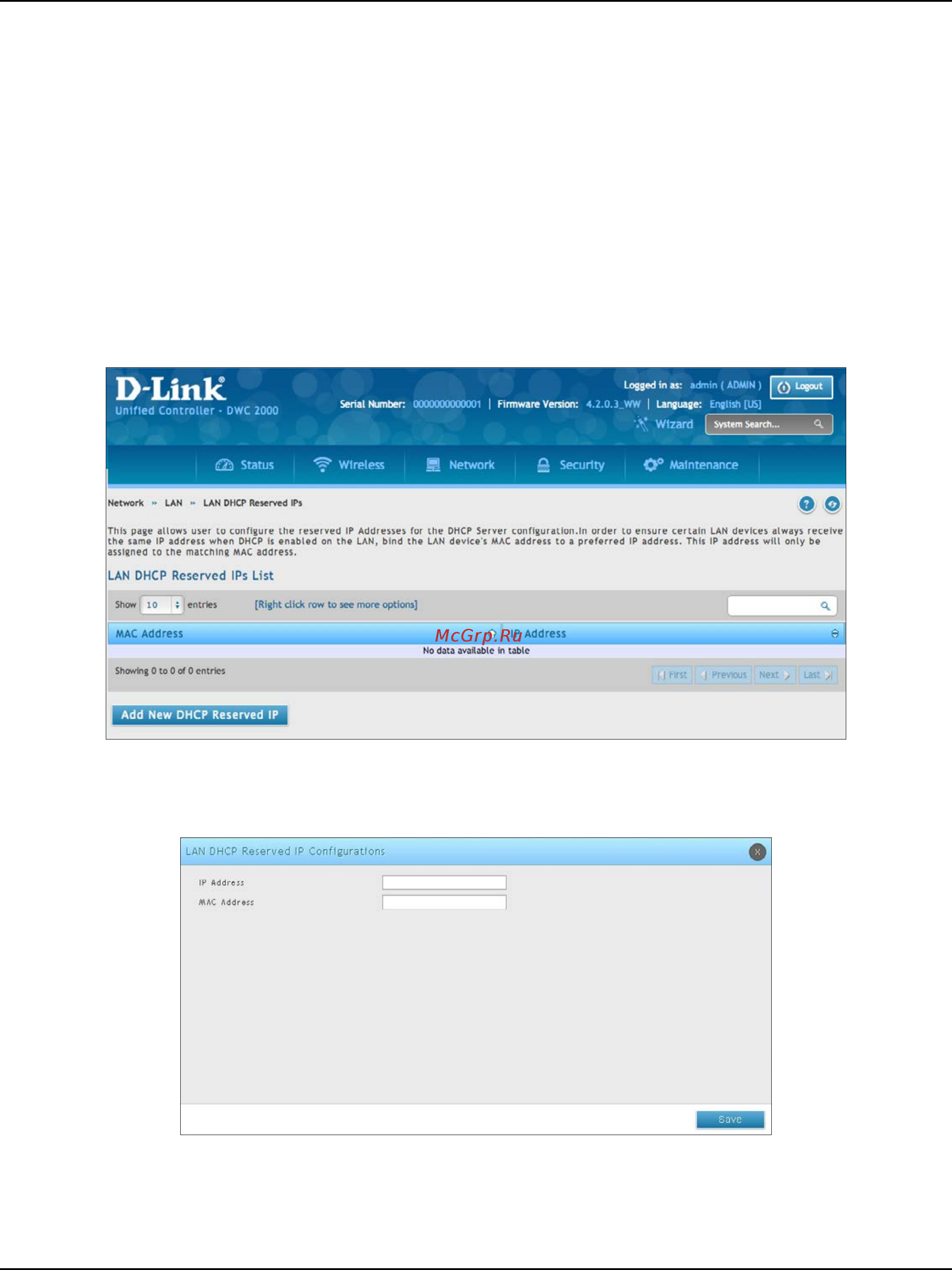 D-Link DWC-2000 [126/282] Lan dhcp reserved ips