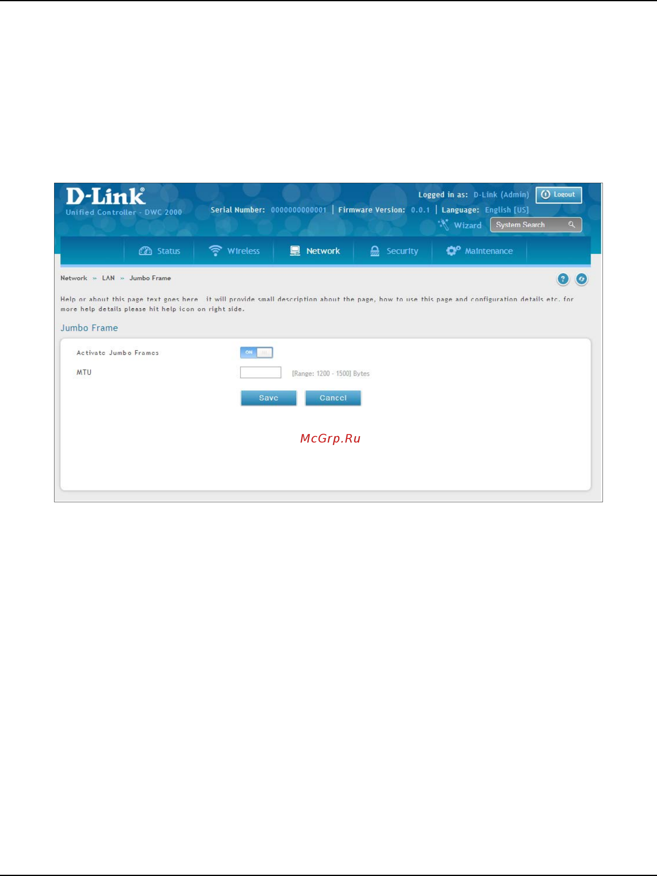 D-Link DWC-2000 [128/282] Configure jumbo frames