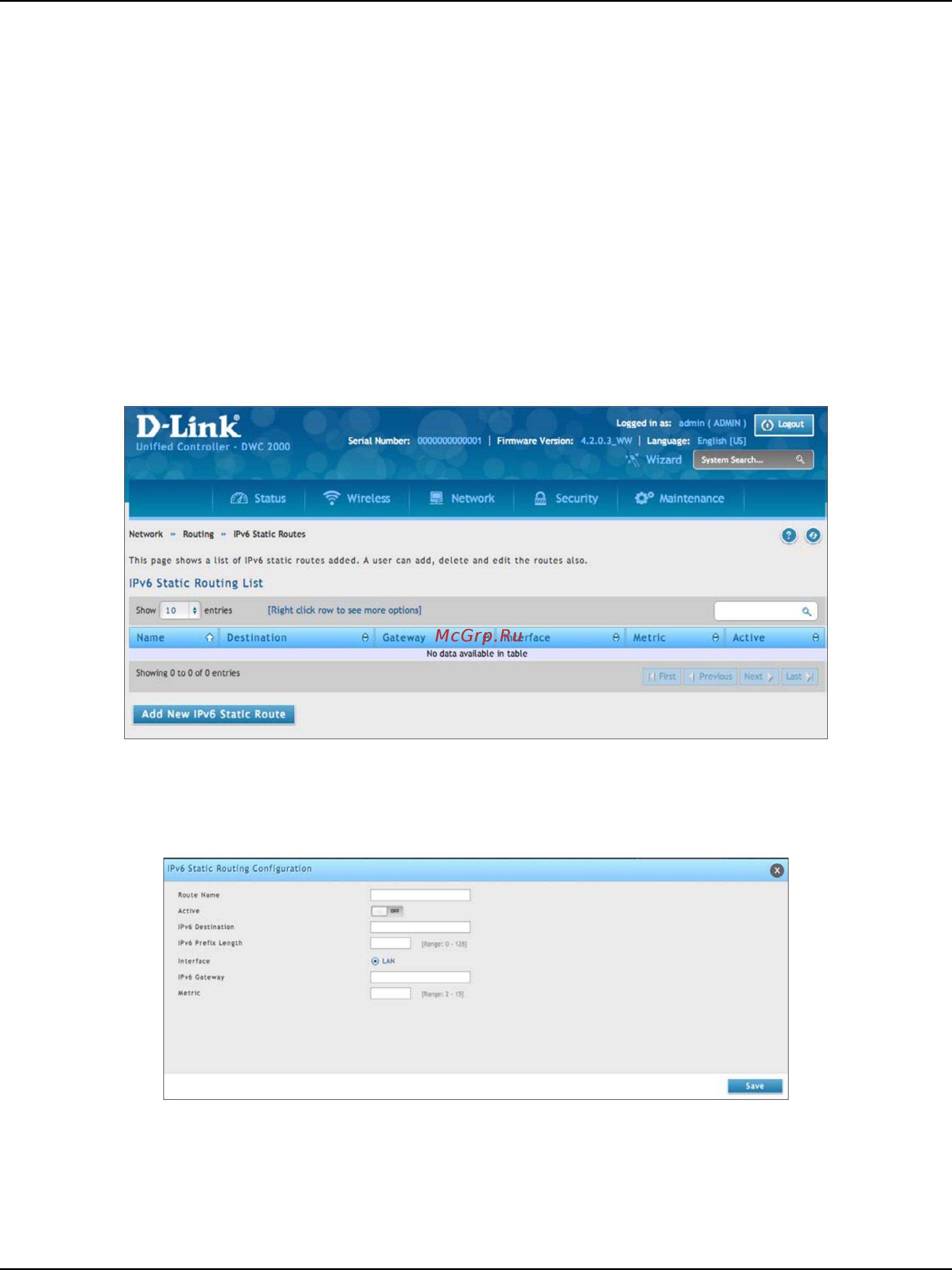 D-Link DWC-2000 [144/282] Configure ipv6 static routing