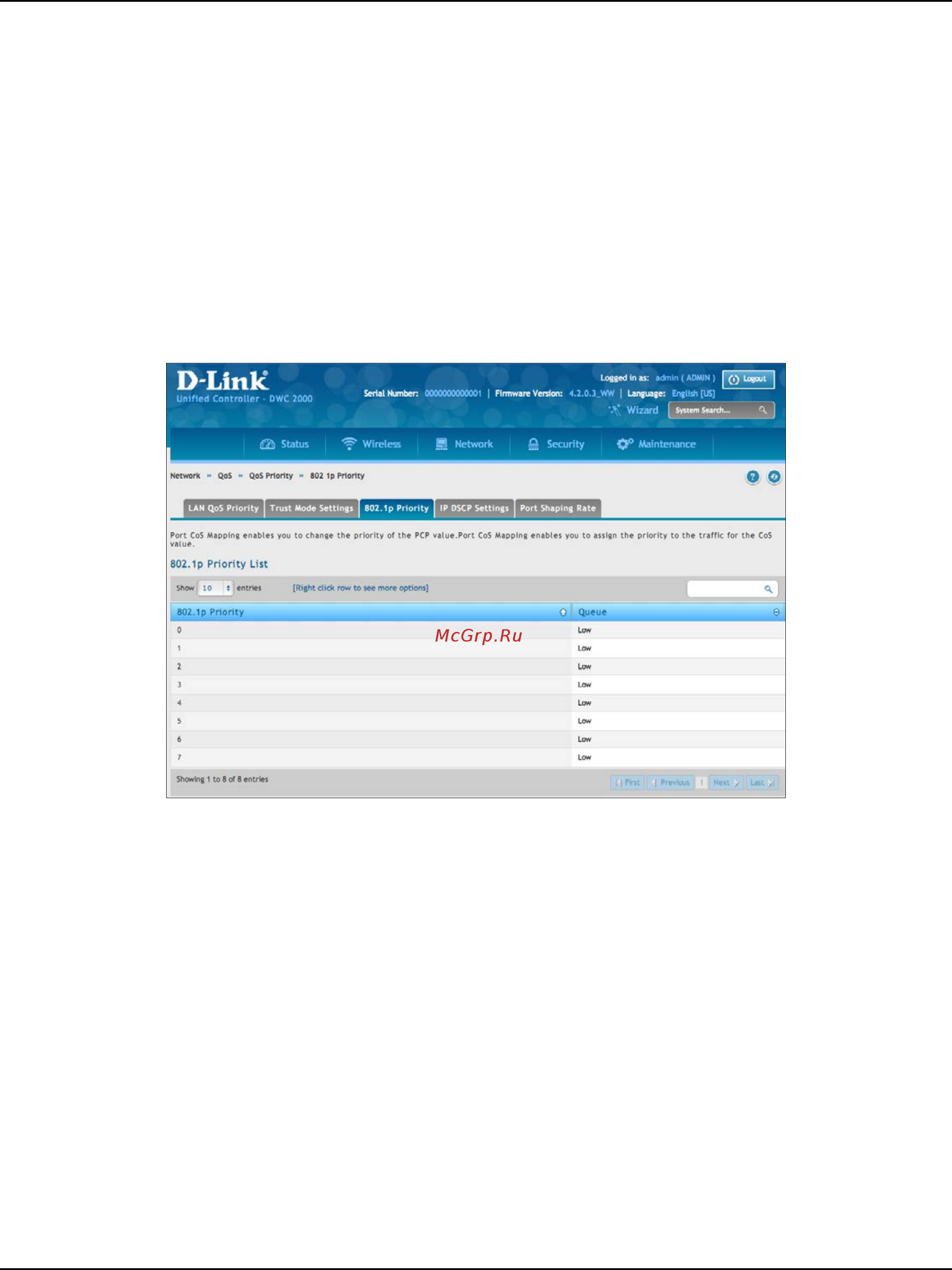 D-Link DWC-2000 [151/282] Configuring 802 p priority