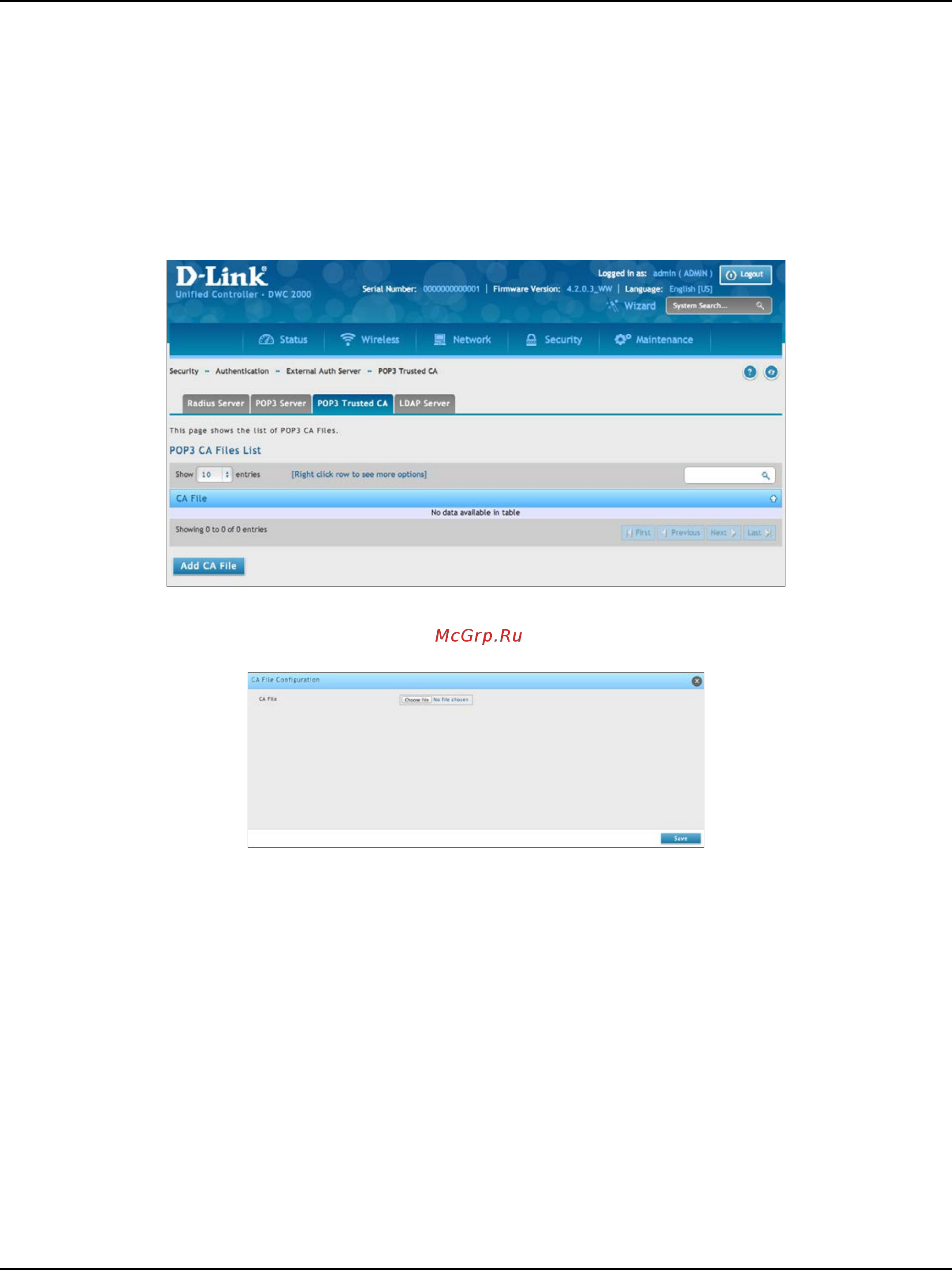 D-Link DWC-2000 [189/282] Configure pop3 trusted ca