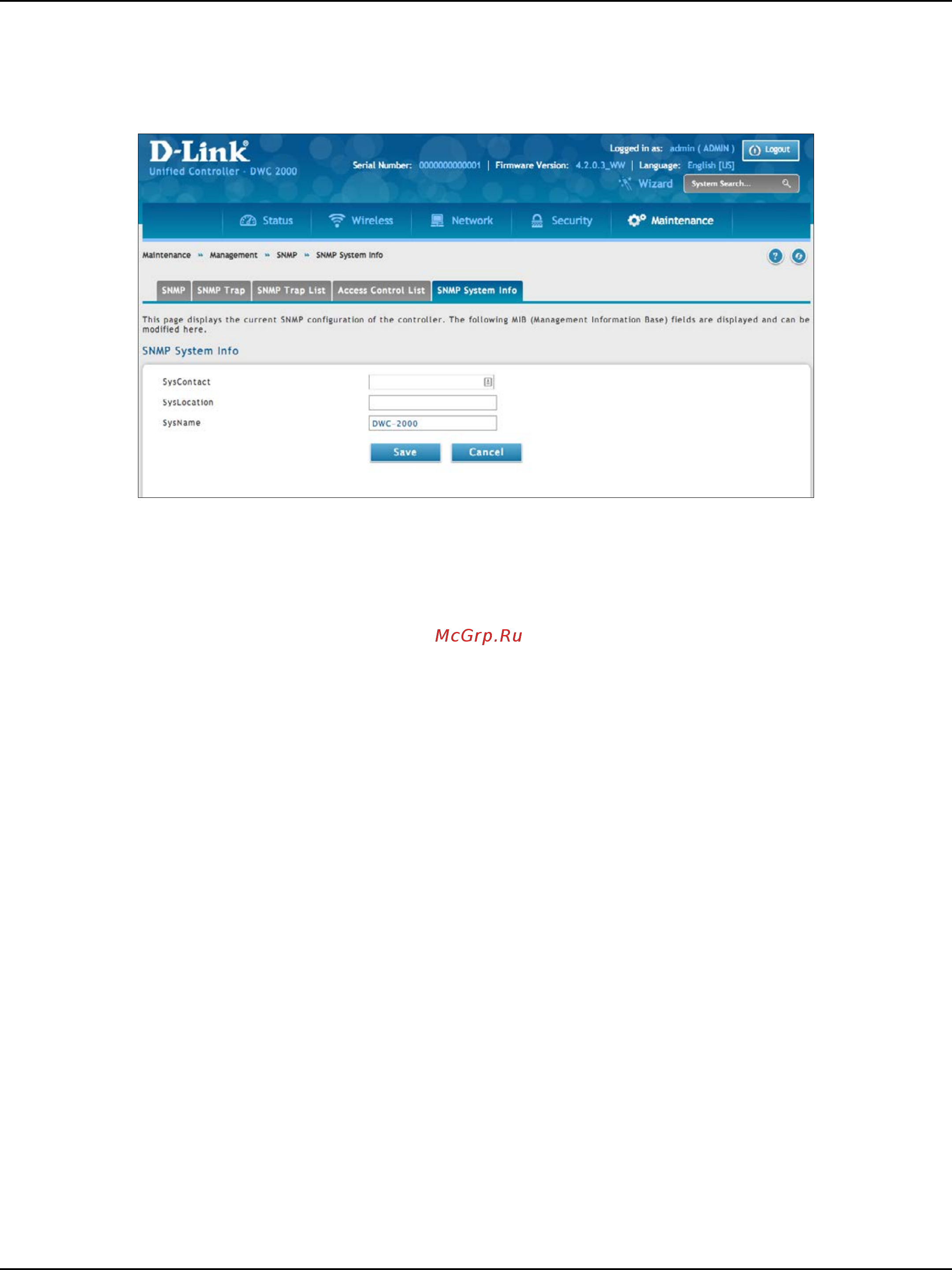 D-Link DWC-2000 [246/282] Configure snmp system info