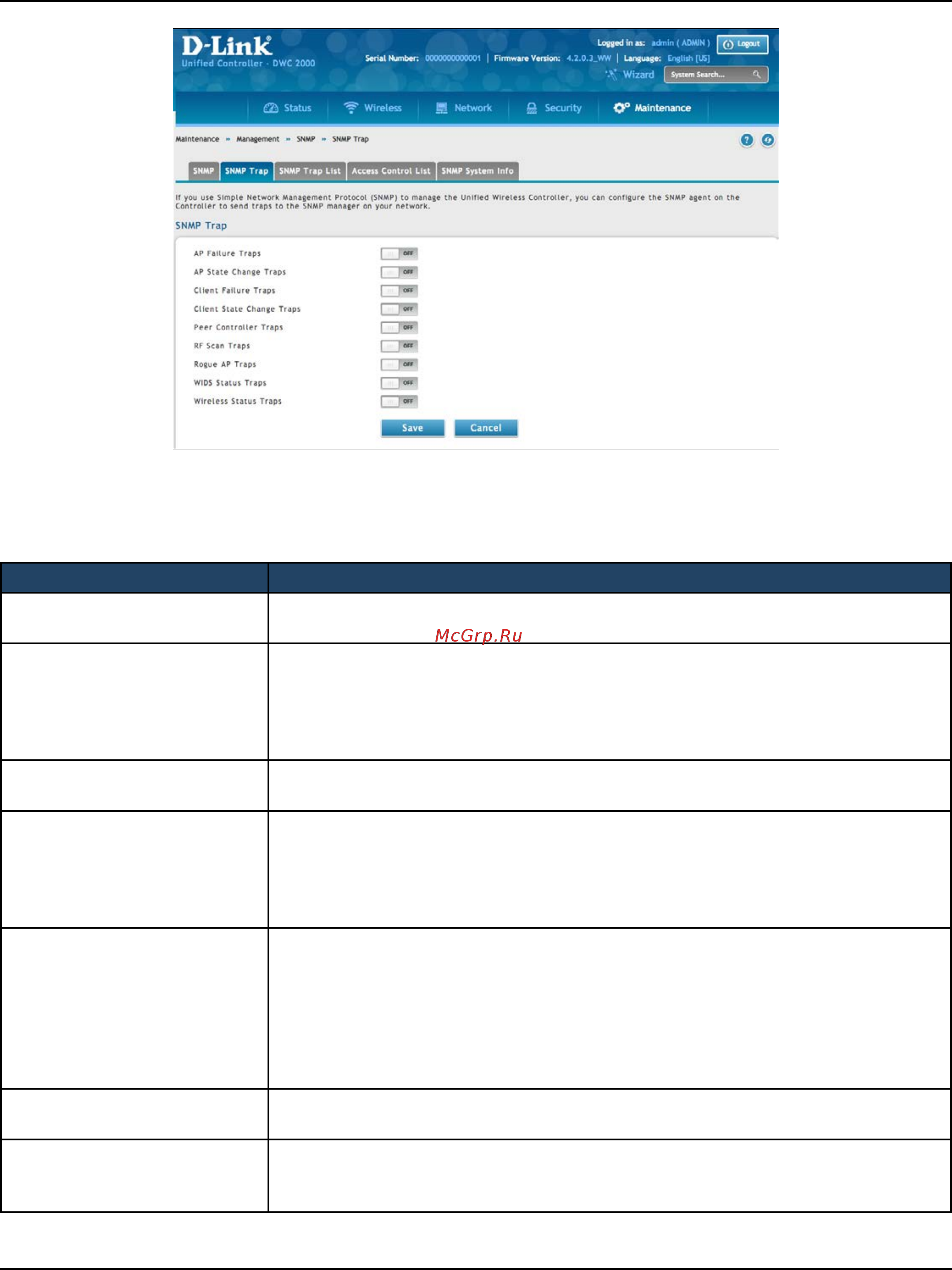 D-Link DWC-2000 [247/282] Enable the trap as desired refer to the table below 3 click save