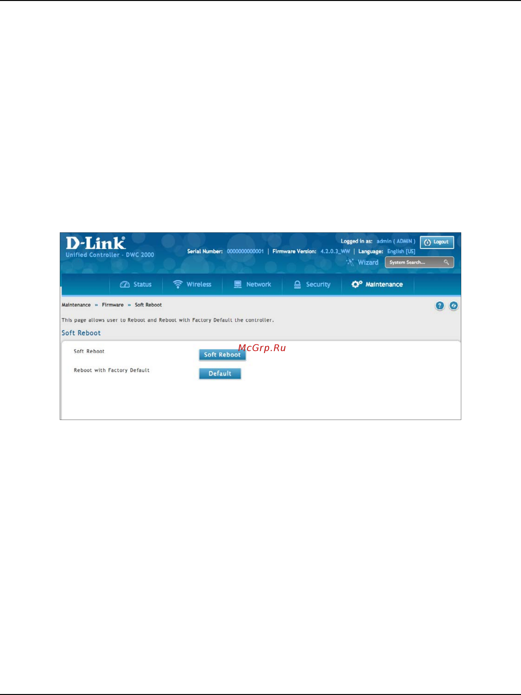D-Link DWC-2000 [251/282] Restoring factory default settings