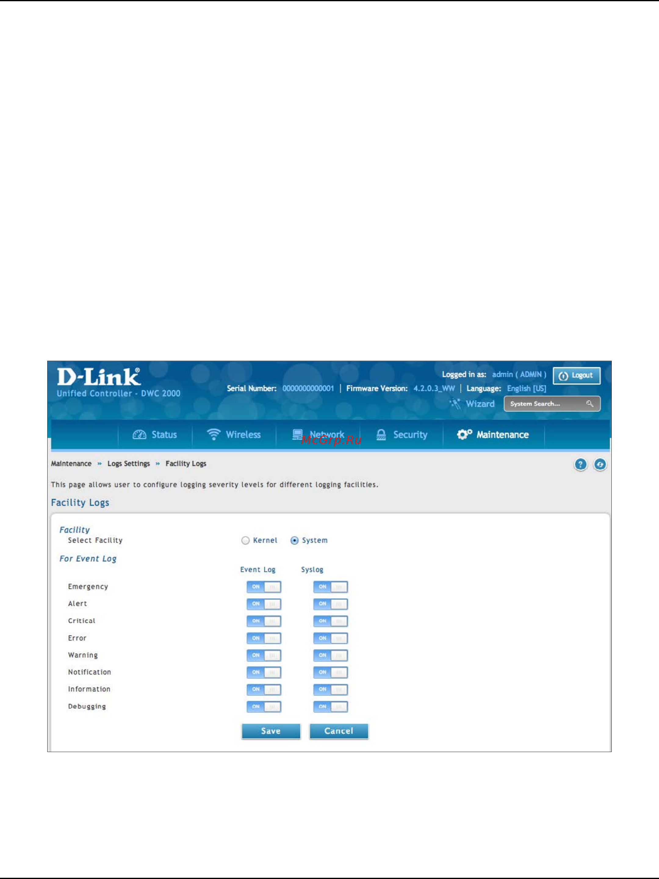 D-Link DWC-2000 [265/282] Log settings