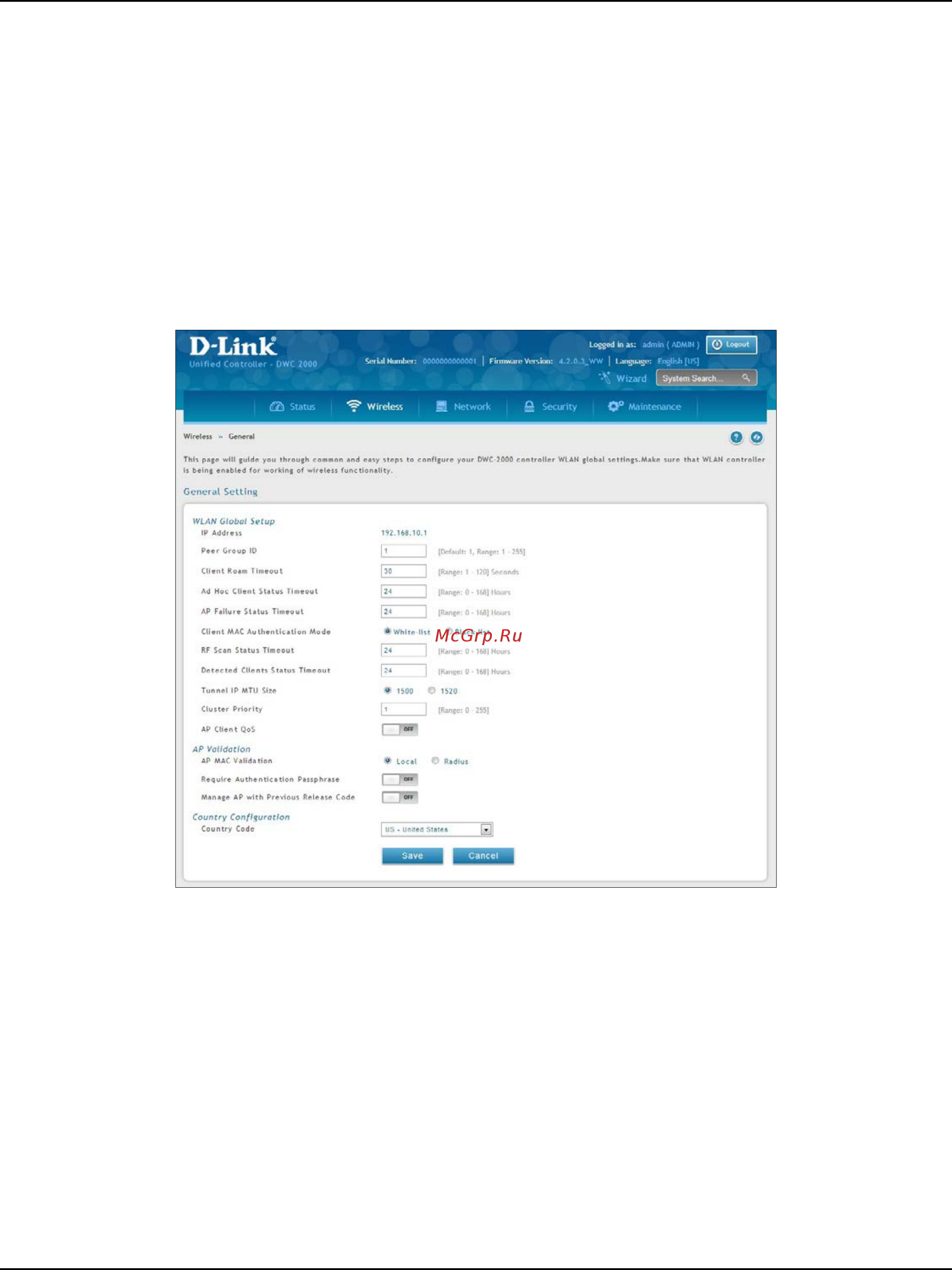 D-Link DWC-2000 [61/282] Wlan general settings