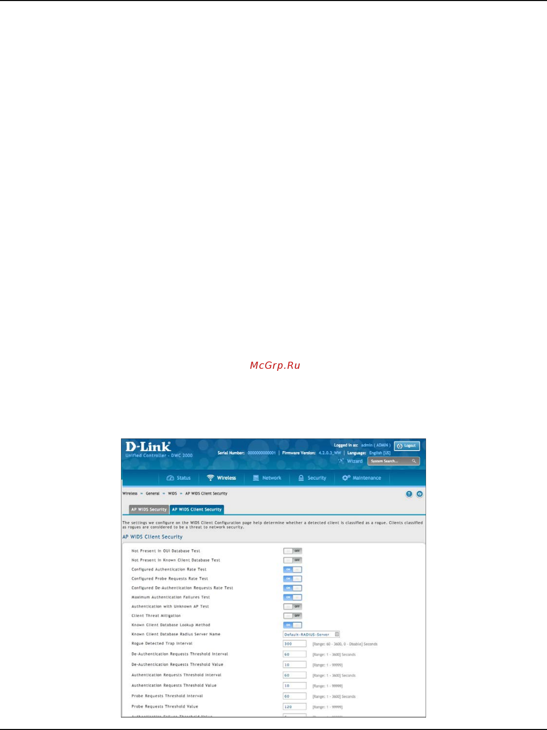 D-Link DWC-2000 [70/282] Configure client wids settings