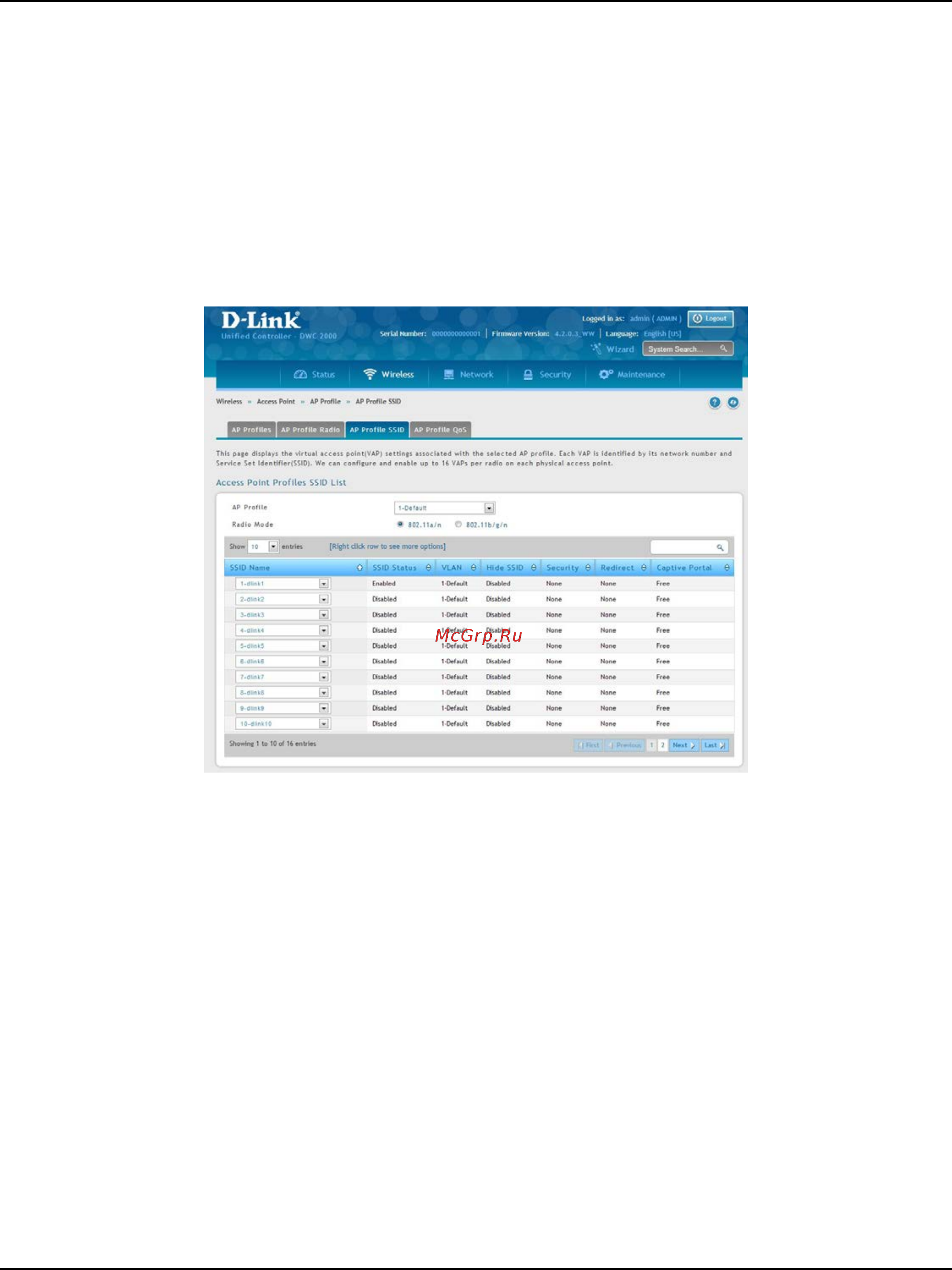 D-Link DWC-2000 [93/282] Configure ap profile ssid