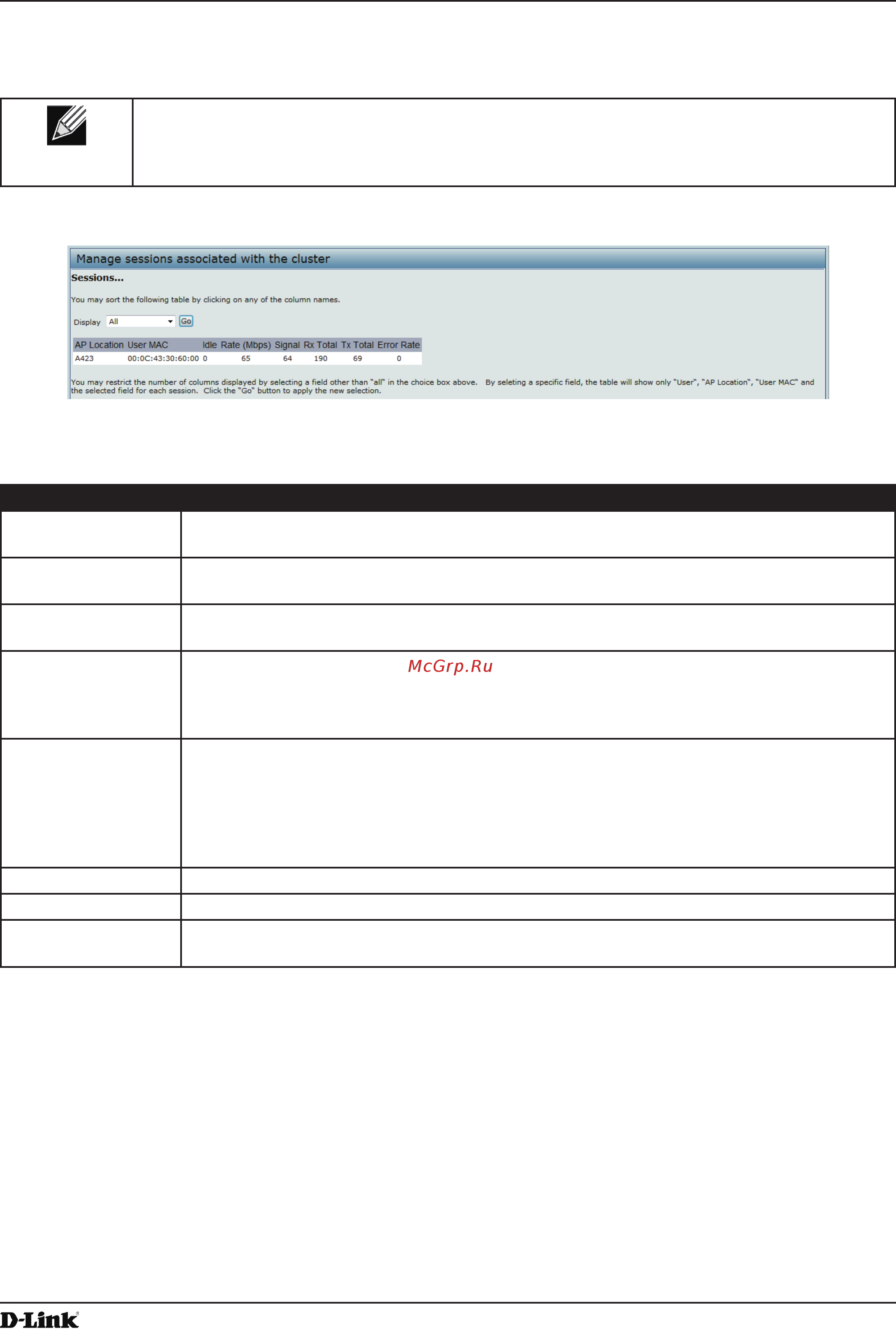 D-Link DWL-3600AP [107/128] Sorting session information