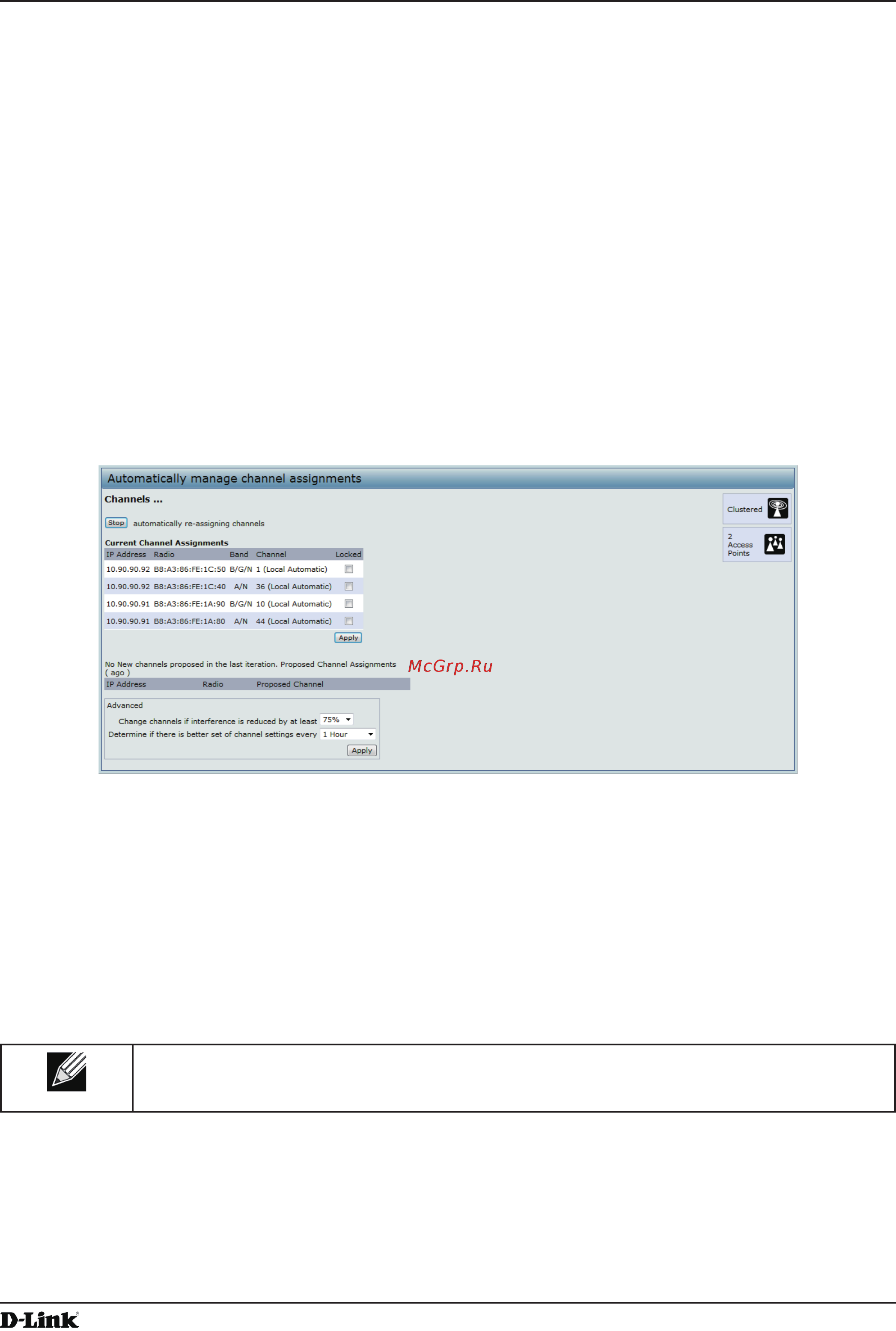 D-Link DWL-3600AP [108/128] Configuring and viewing channel management settings
