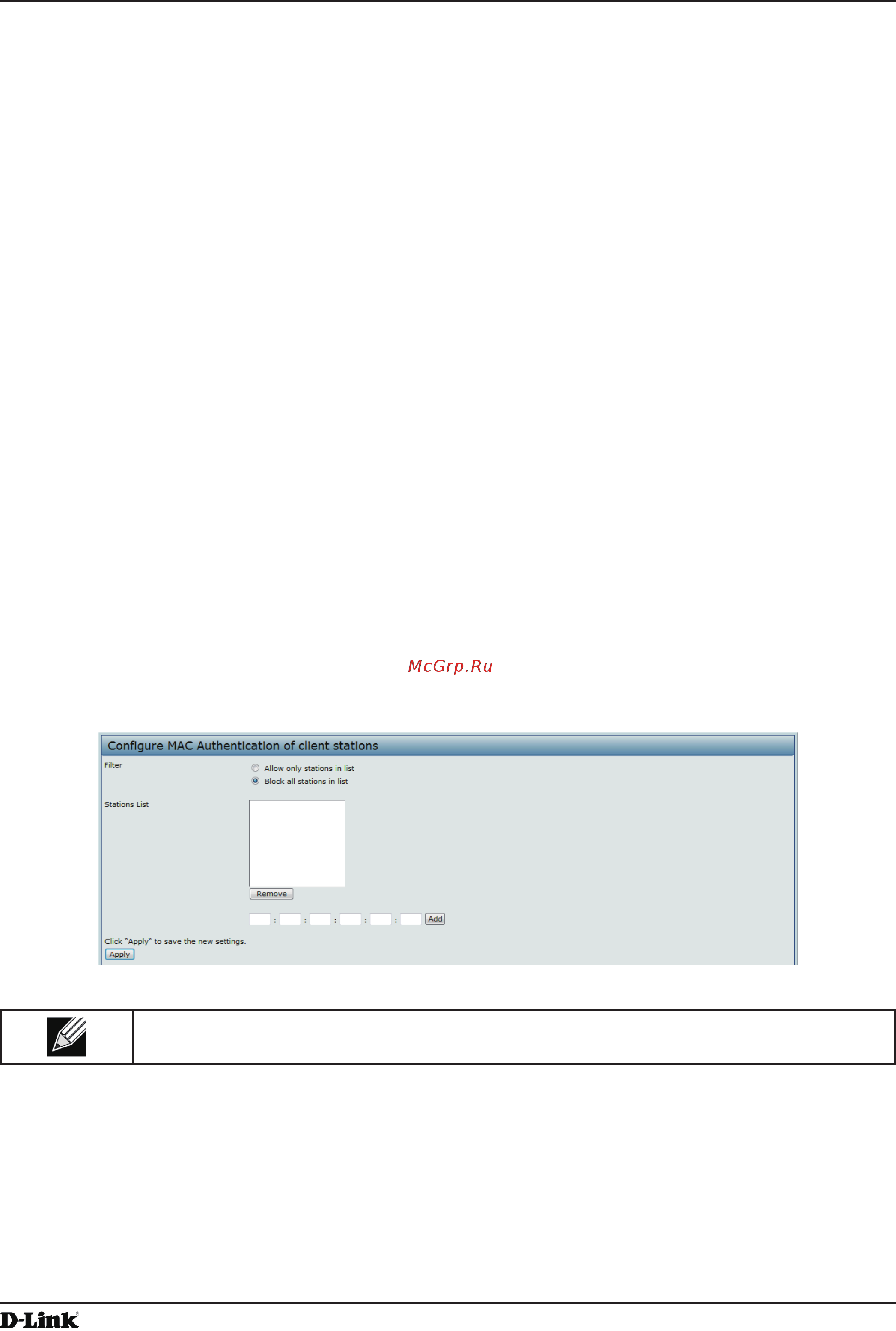 D-Link DWL-2600AP [59/128] Configuring a mac filter and station list on the ap