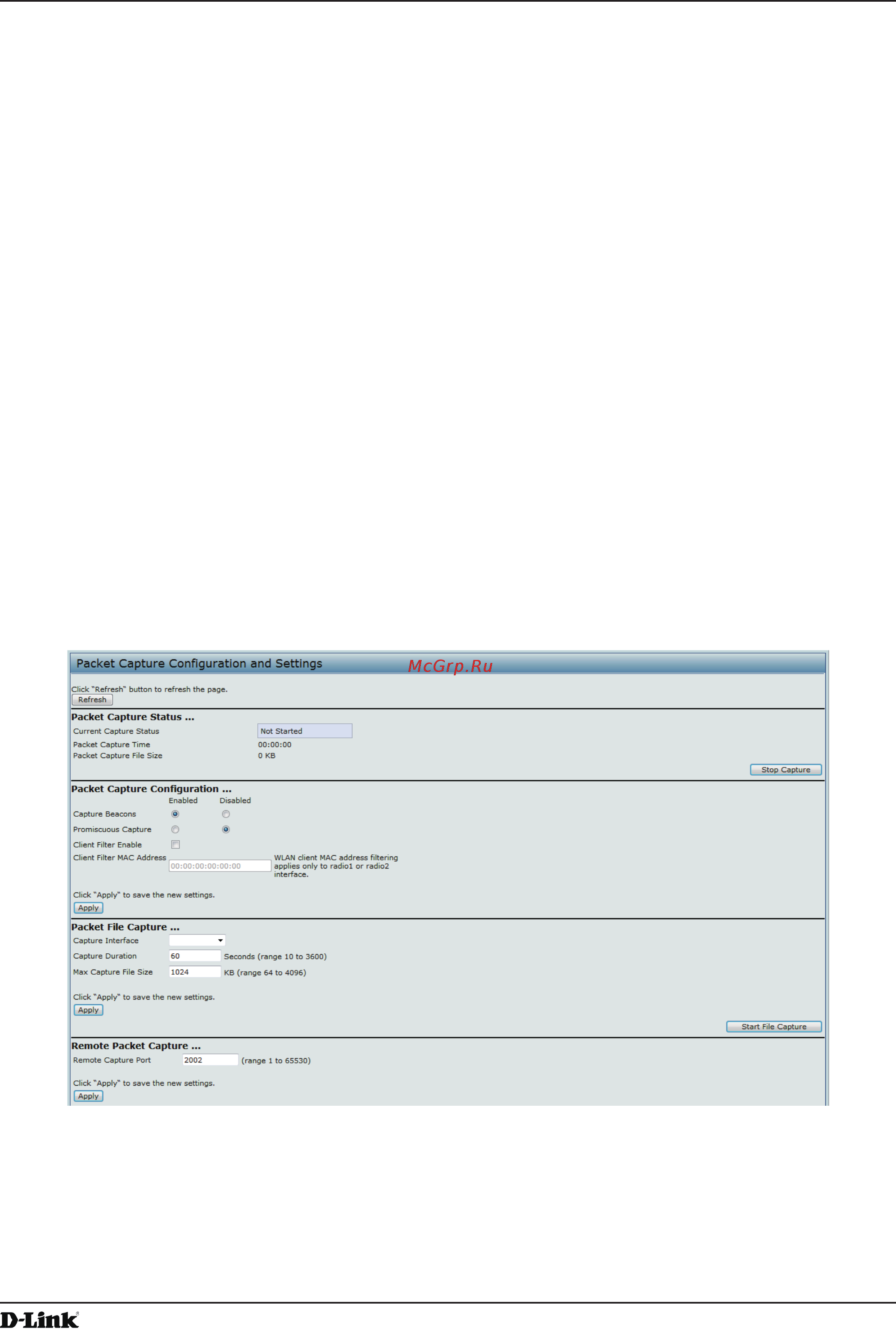 D-Link DWL-8610AP [83/128] Packet capture configuration and settings