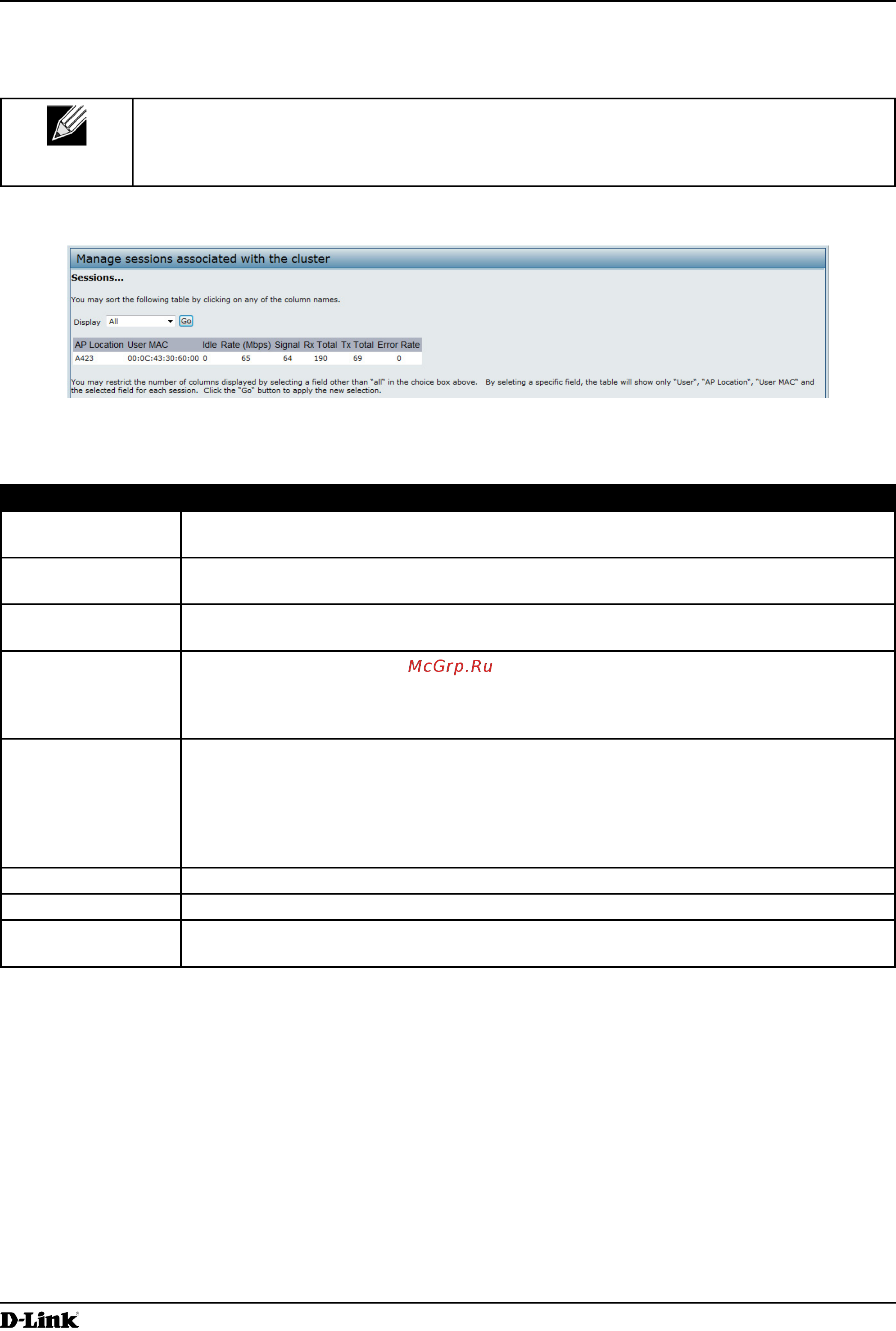 D-Link DWL-2600AP [107/128] Sorting session information