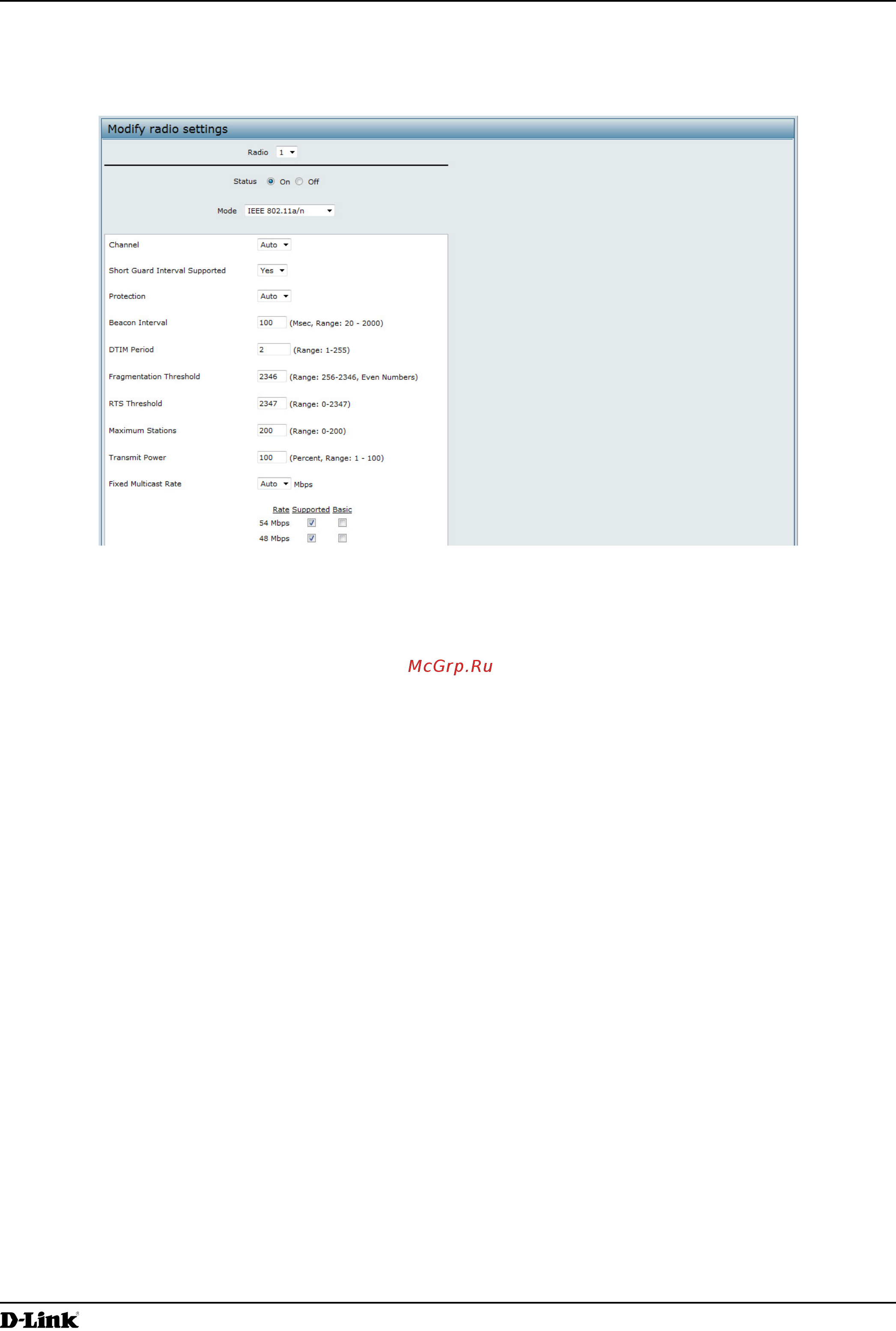 D-Link DWL-2600AP [117/128] Radio configuration from the web interface