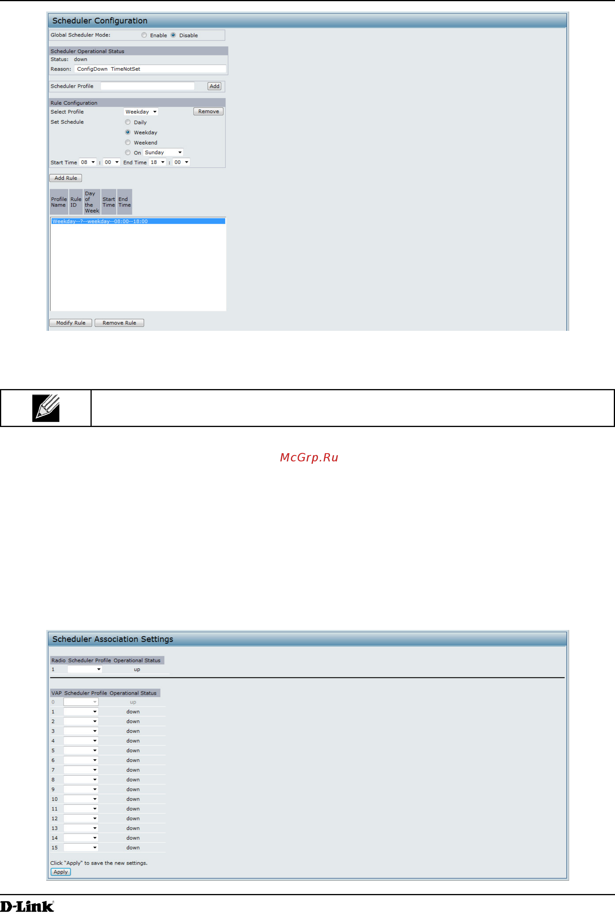 D-Link DWL-2600AP [46/128] Scheduler association settings
