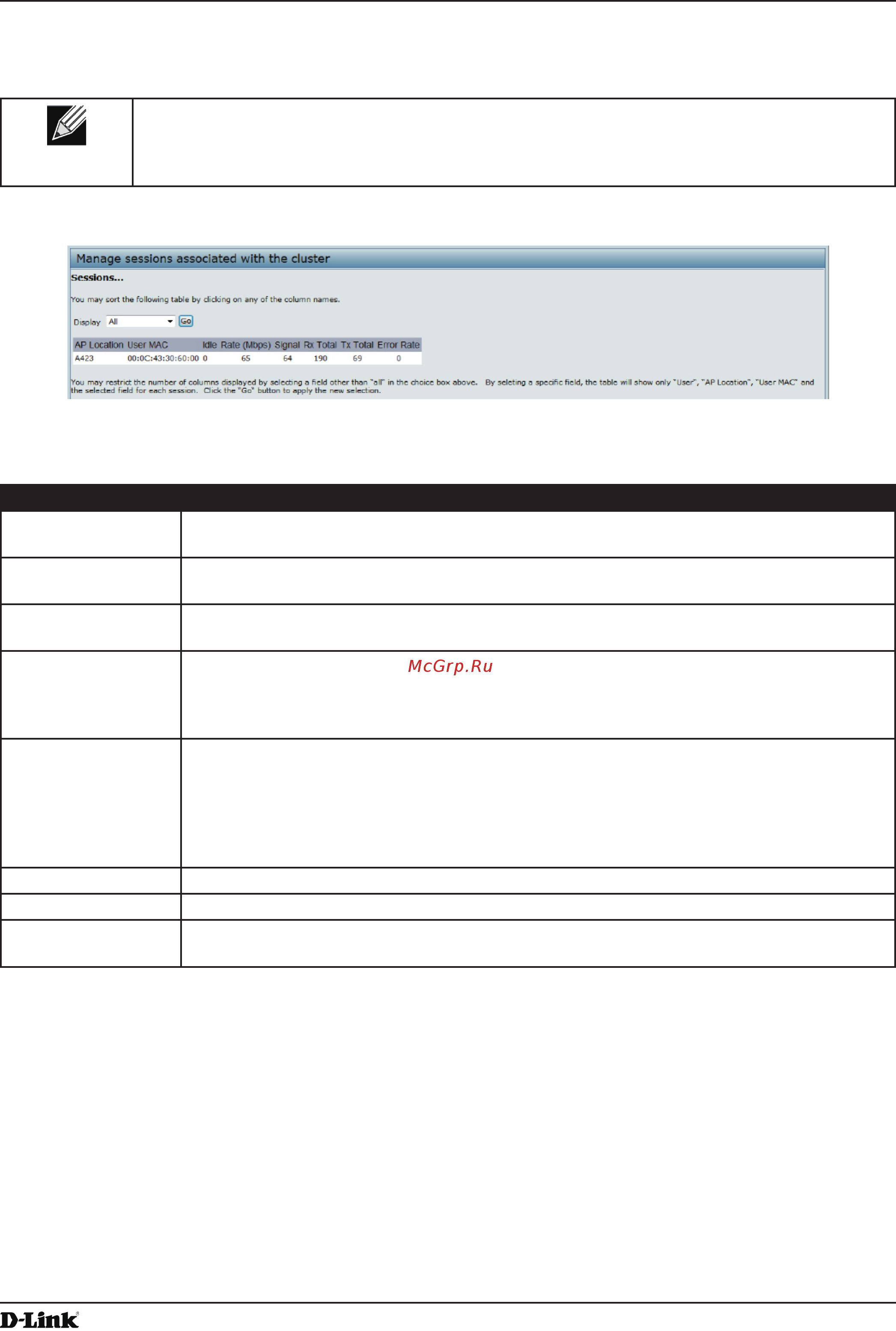 D-Link DWL-6610AP [107/132] Sorting session information