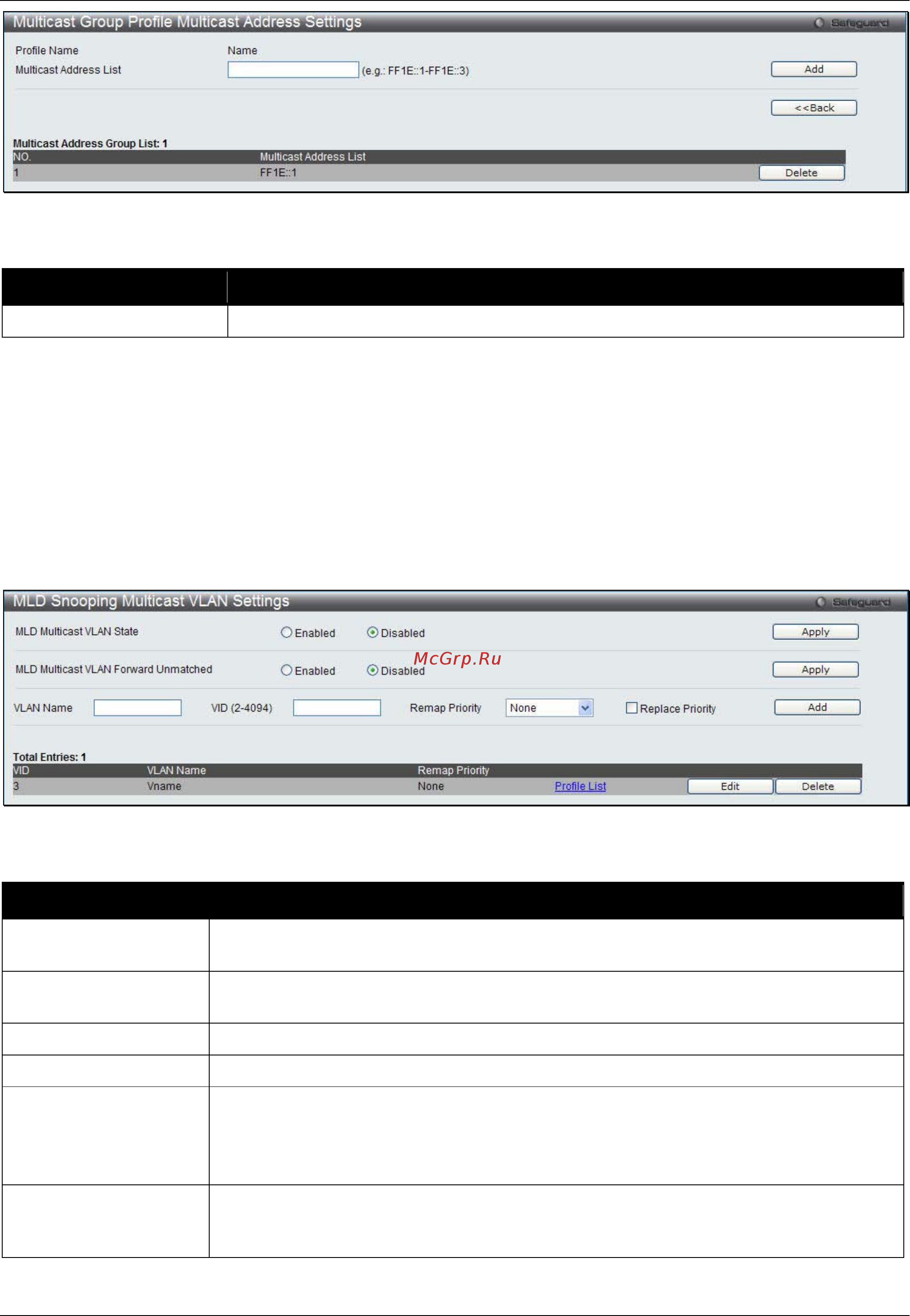 D-Link DWS-3160-24TC [111/505] Mld snooping multicast vlan settings