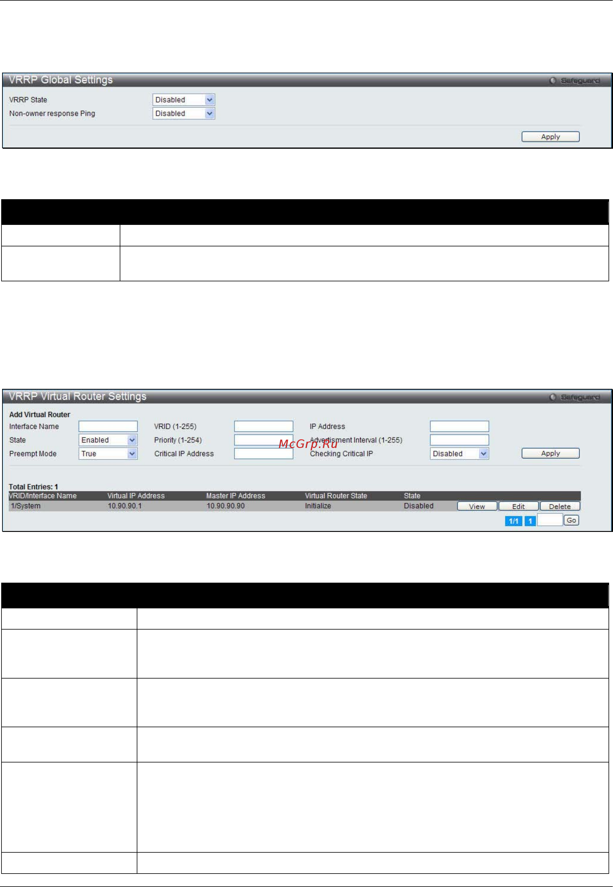 D-Link DWS-3160-24PC [134/505] Vrrp global settings