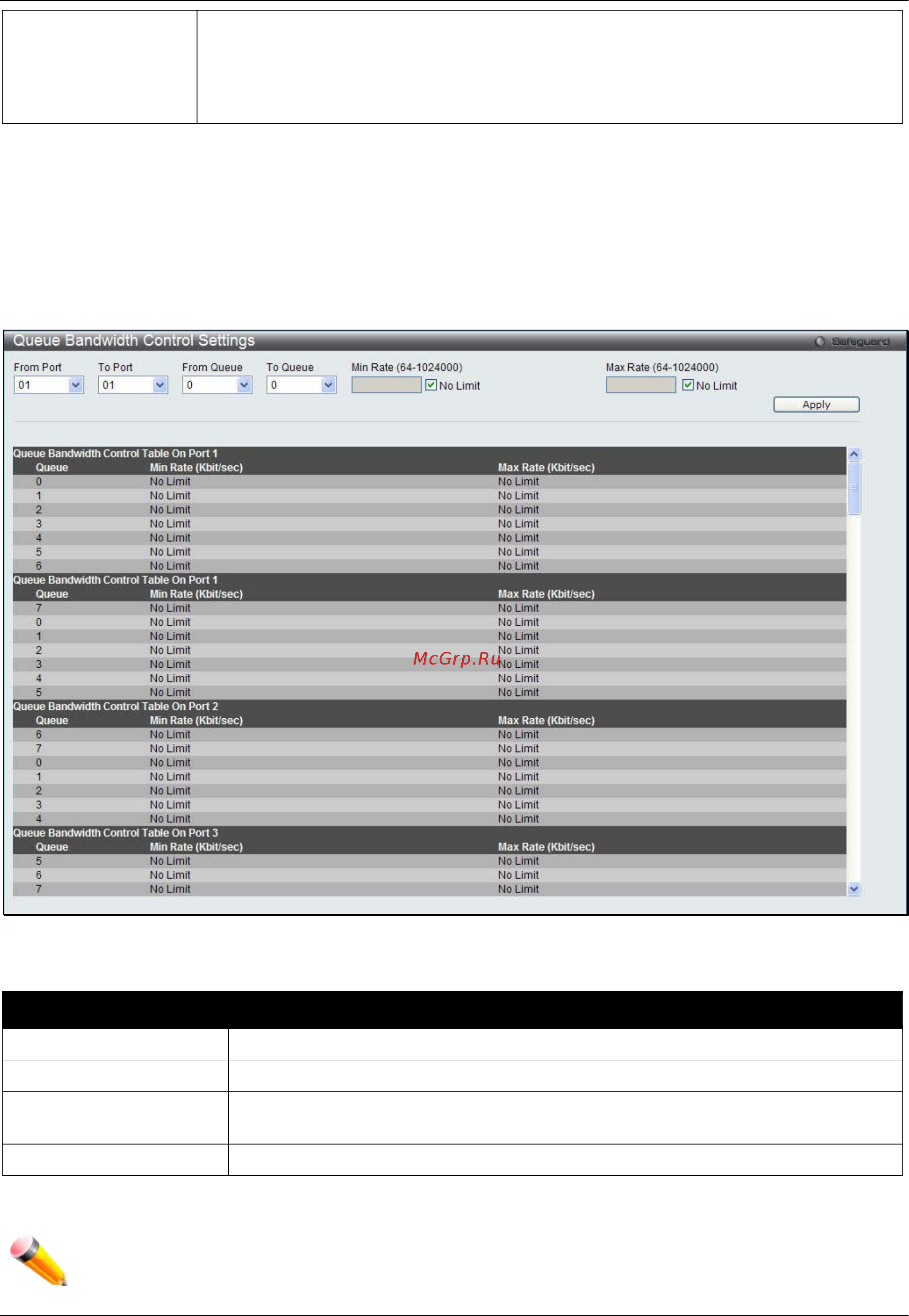D-Link DWS-3160-24PC [142/505] Queue bandwidth control settings