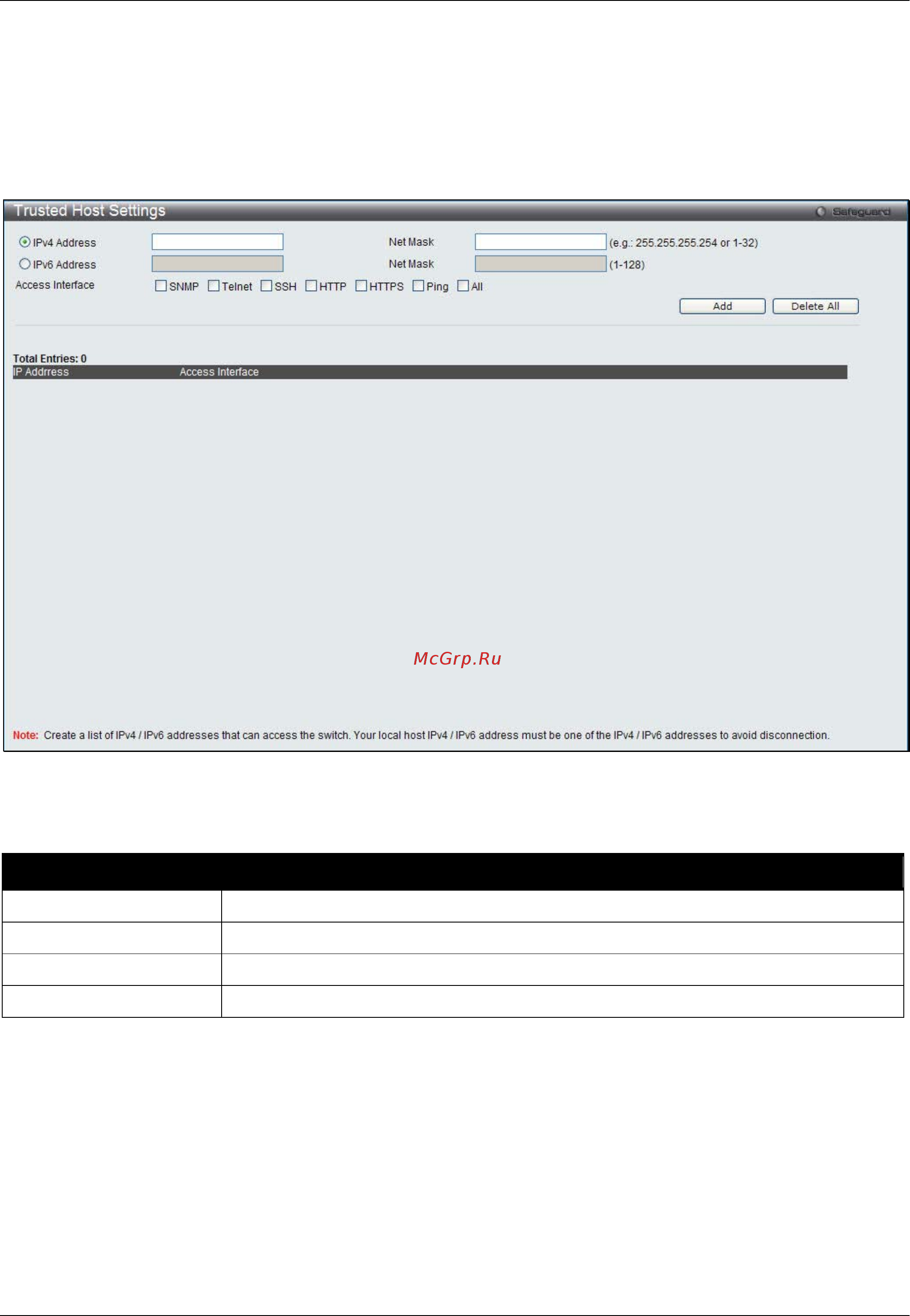 D-Link DWS-3160-24TC [249/505] Trusted host settings