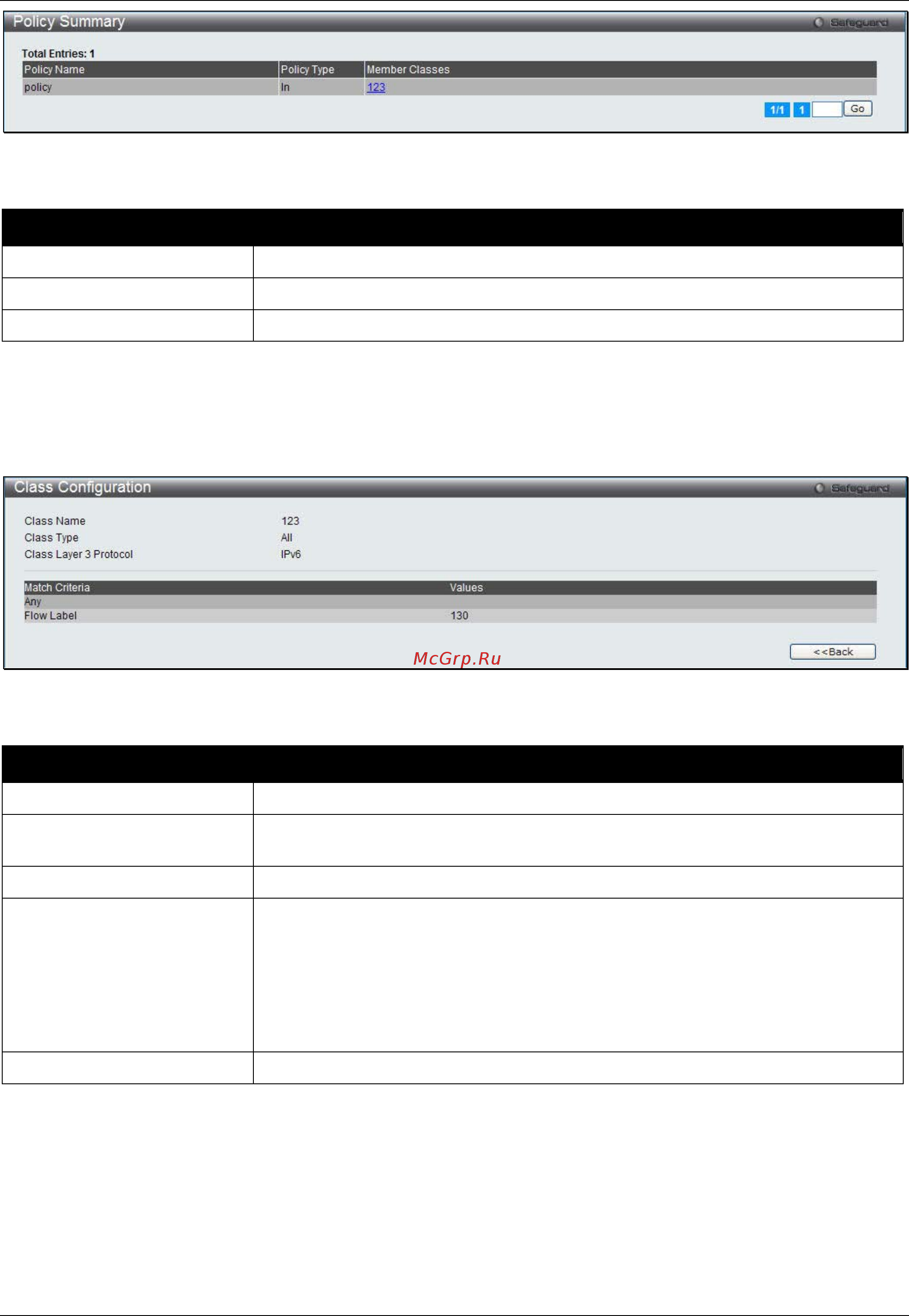 D-Link DWS-3160-24PC [393/505] Policy attribute summary
