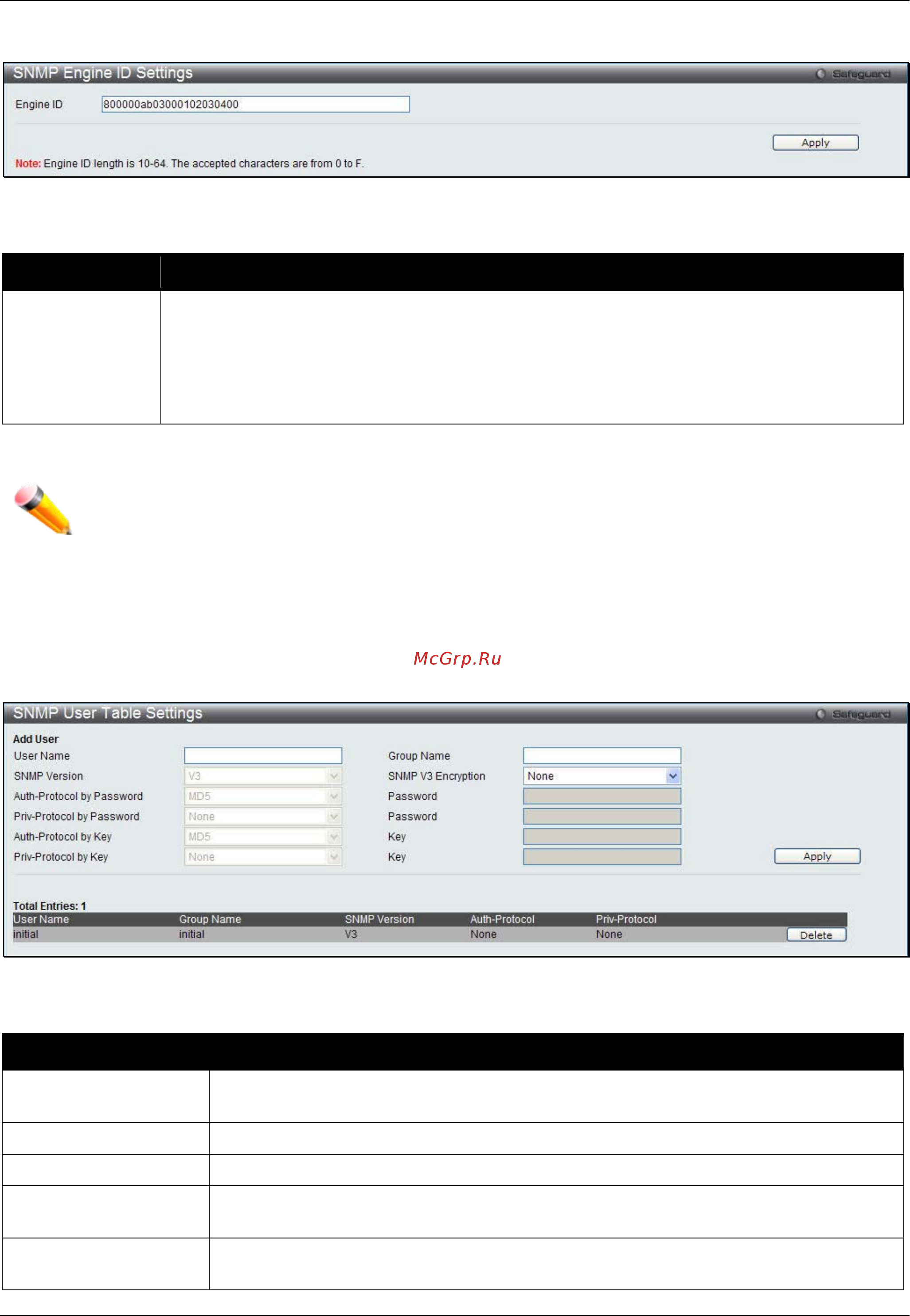 D-Link DWS-3160-24PC [52/505] Snmp user table settings