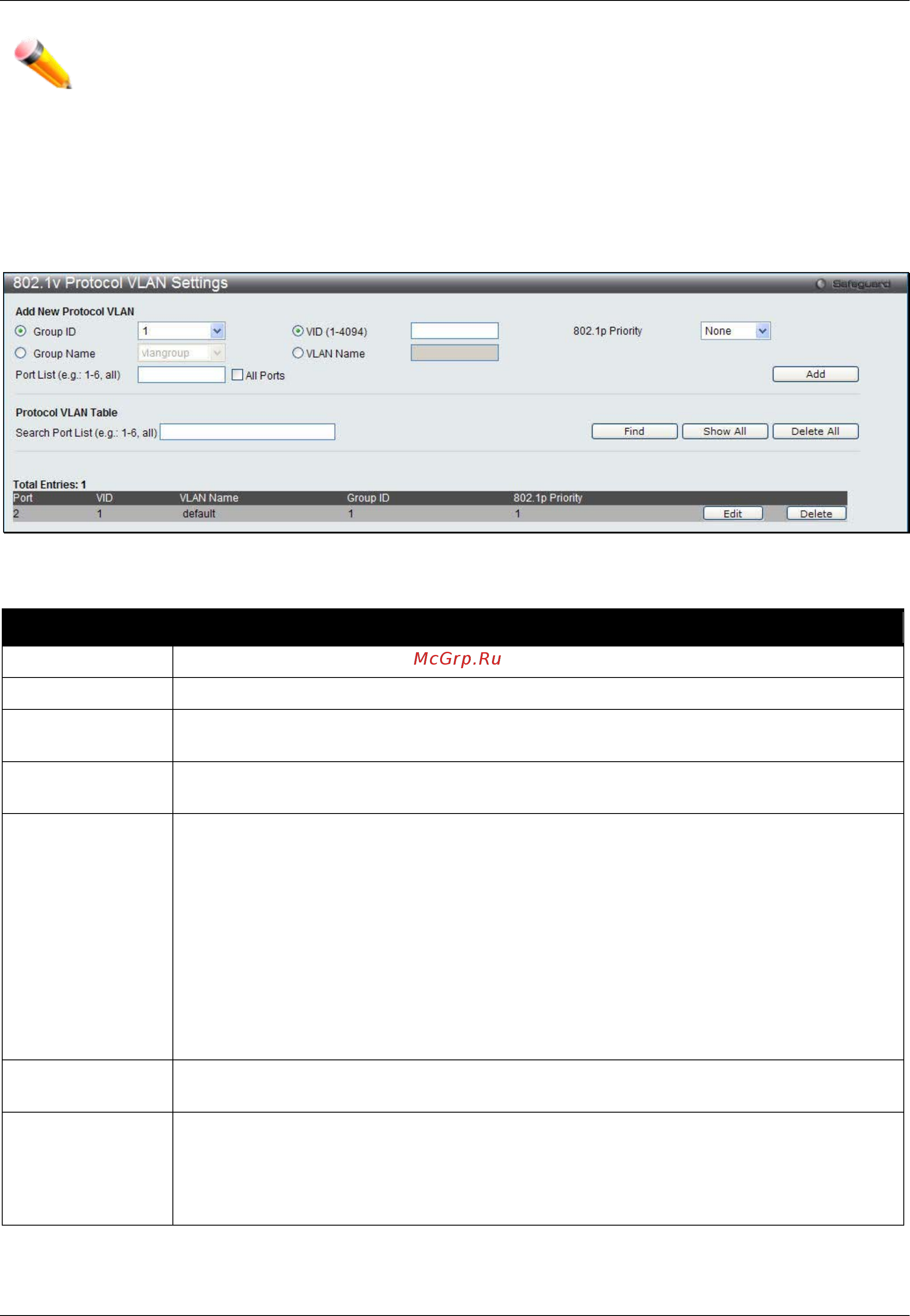 D-Link DWS-3160-24PC [65/505] V protocol vlan settings