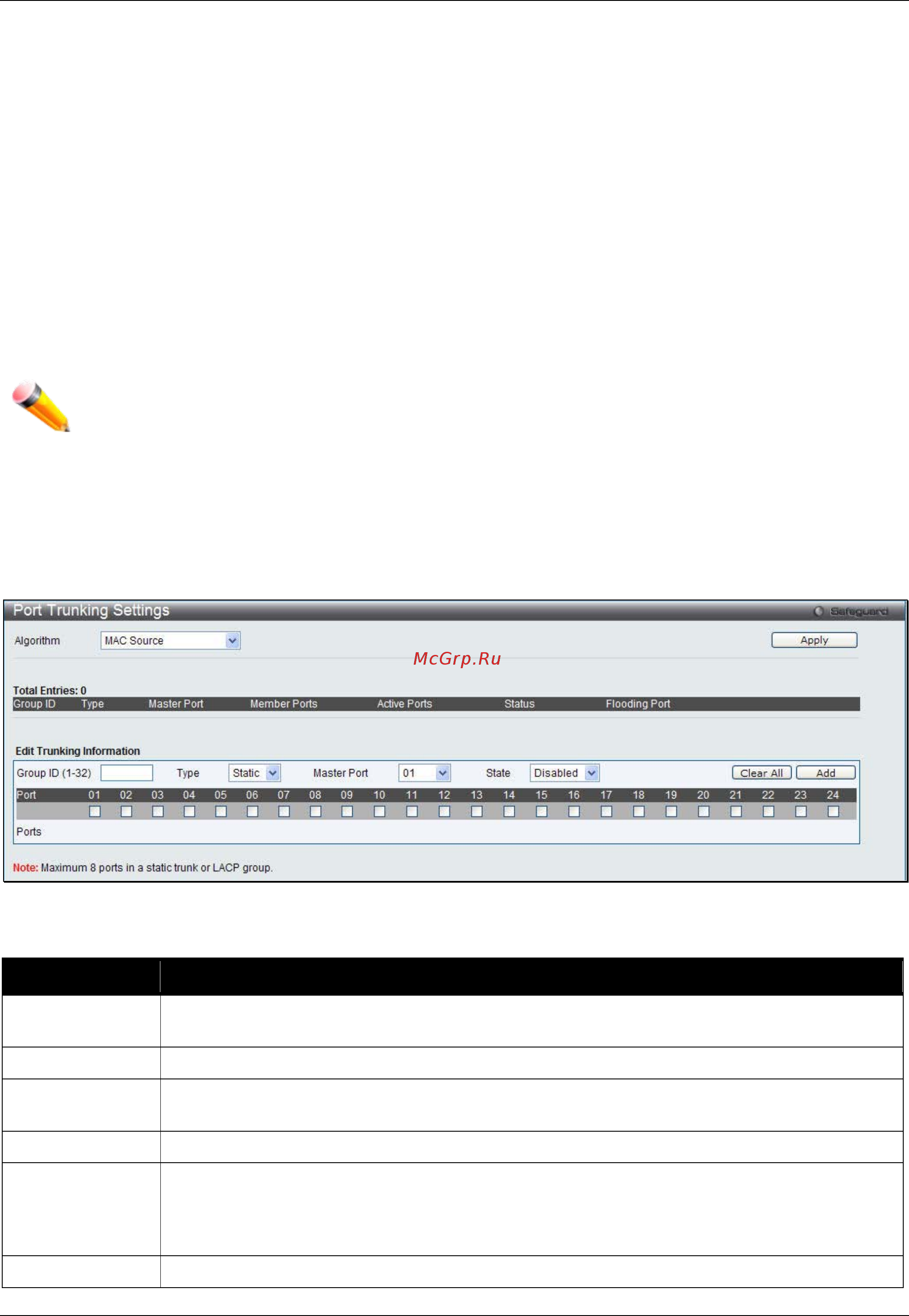 D-Link DWS-3160-24TC [85/505] Port trunking settings