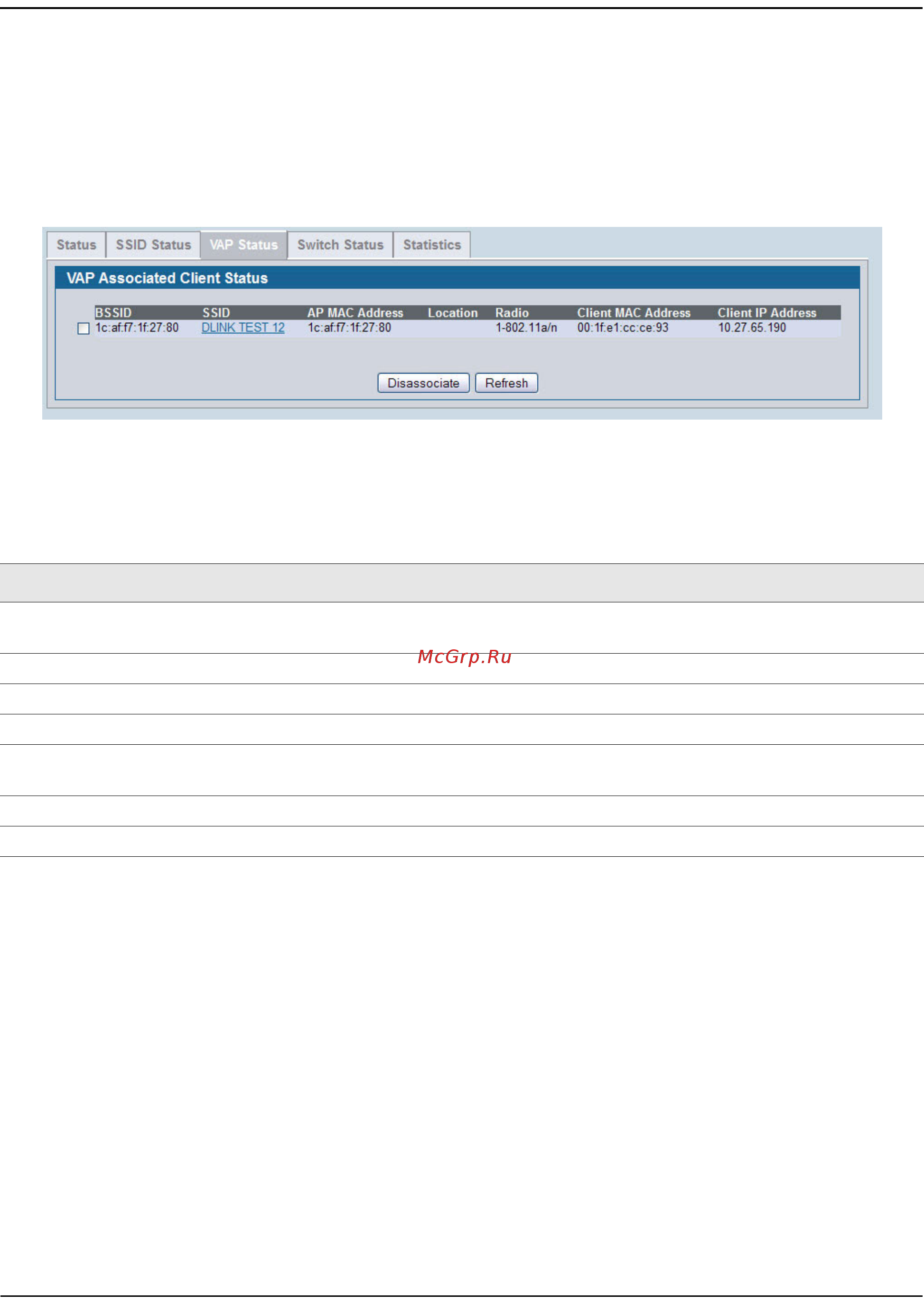 D-Link DWS-4026 [499/741] Viewing associated client vap status