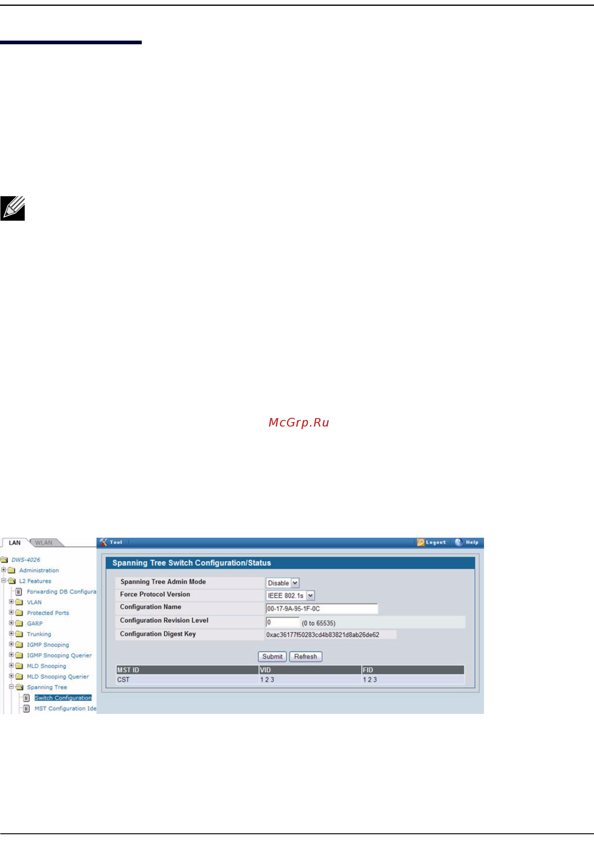 D-Link DWS-4026 [665/741] Configuring multiple spanning tree protocol